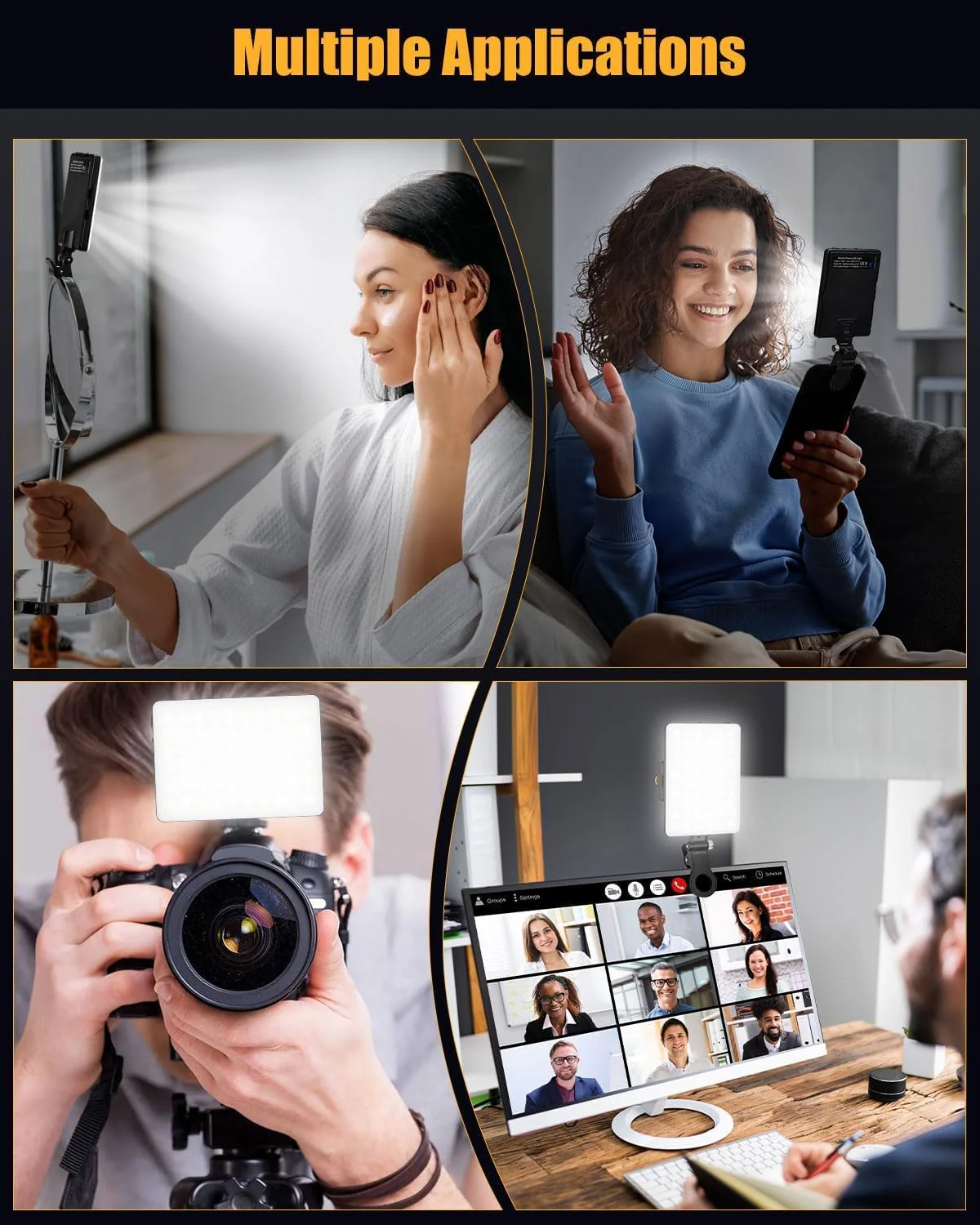 Phone Light, Selfie Light for iPhone, High Power Rechargeable RGB Light for Video Recording, Upgraded Adjustable Multi Mode Retractable Clip Portable Light, TikTok, Makeup, Content Creator Light Black - Image 3