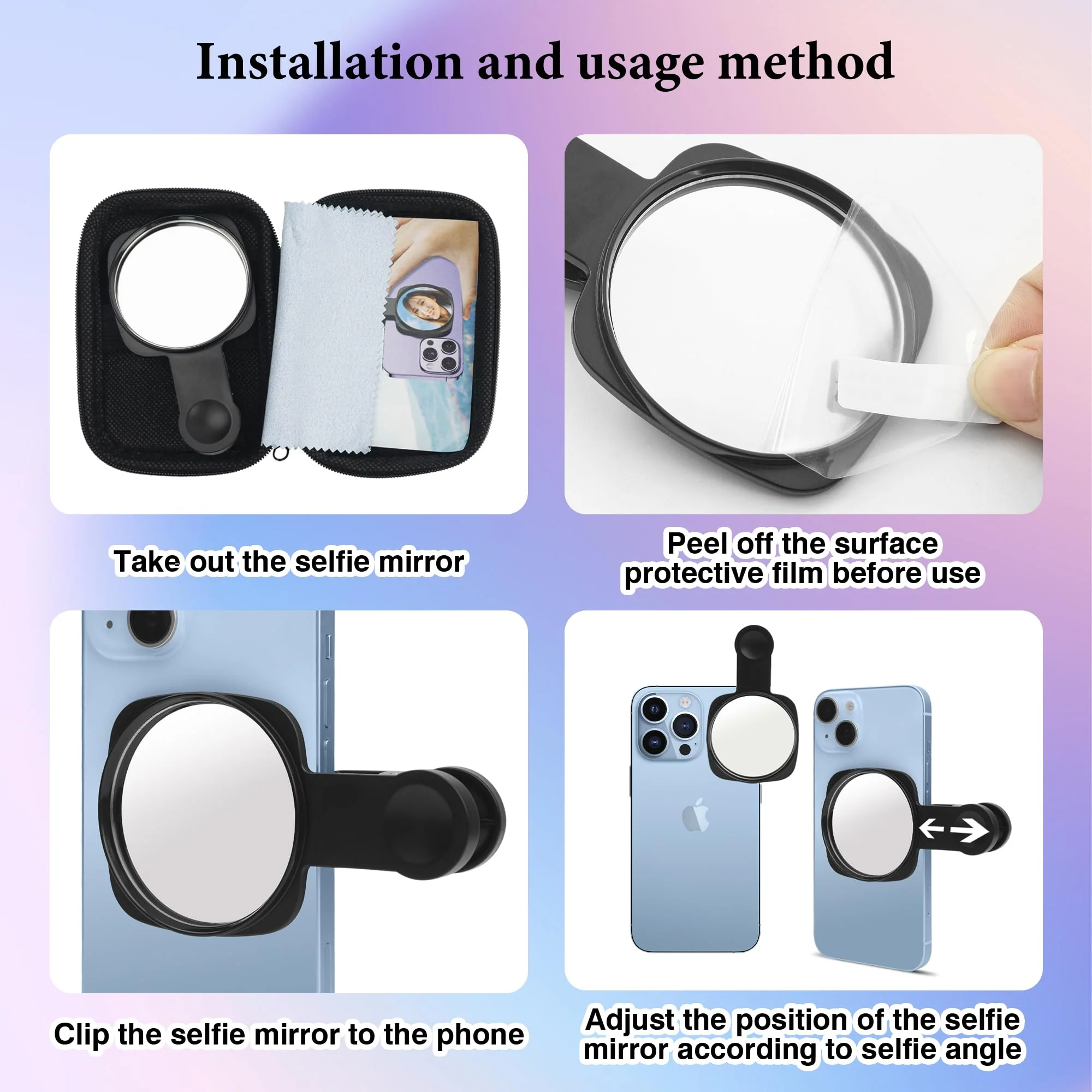 Phone Rear Camera Selfie Mirror - See How You Look in The Back Camera - for High Definition Photos (Black) - Image 6