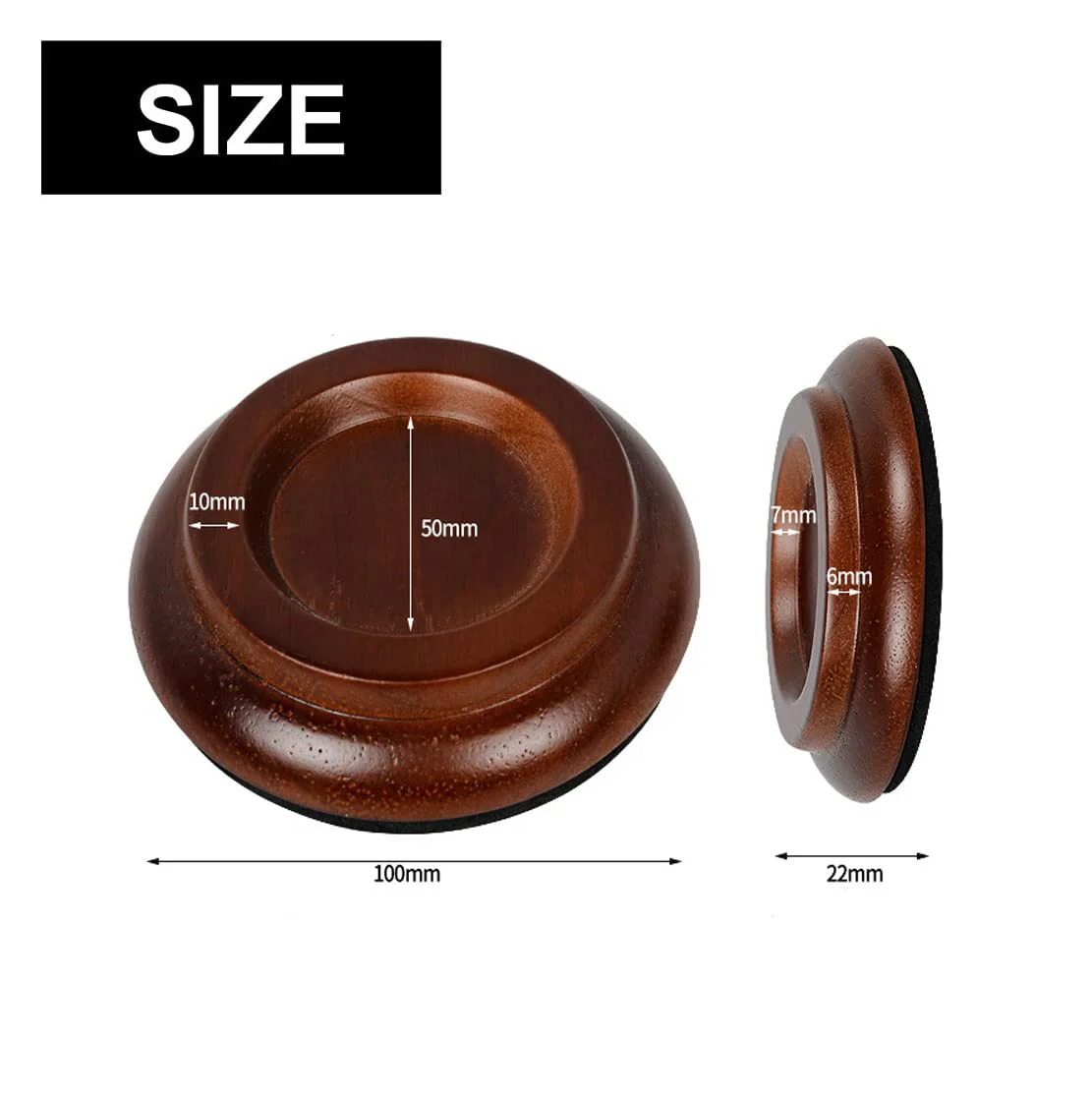 Piano Caster Cups for Upright Piano Wooden Piano Caster Piano Leg Floor Protectors with Non-Slip & Anti-Noise Foam Hardwood Floor Protectors Dark Brown 4 Pack for Upright Piano Leg - Image 2