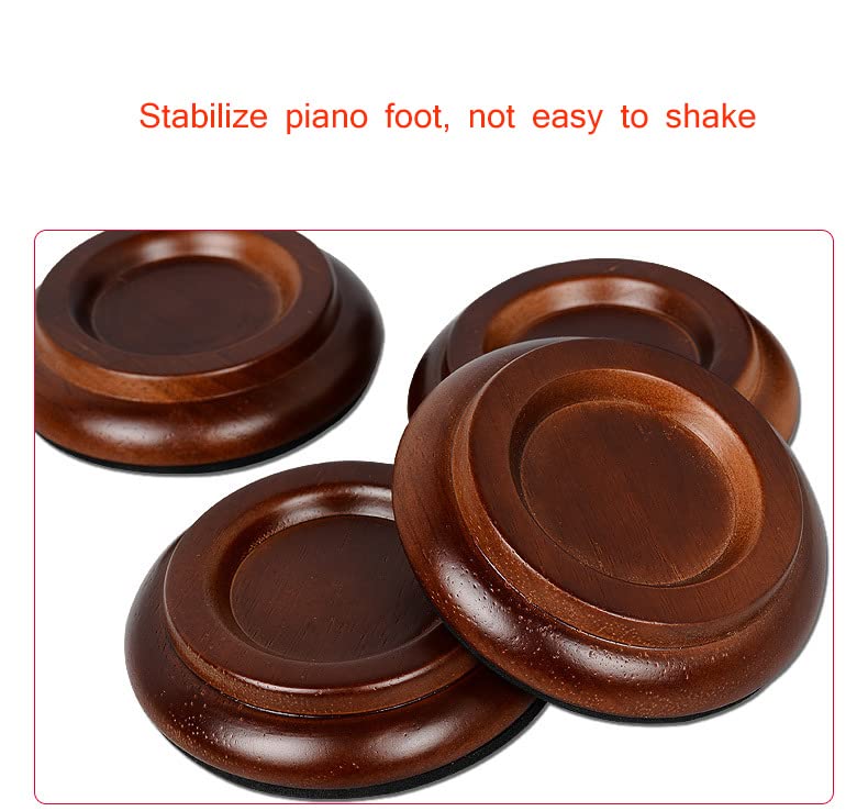 Piano Caster Cups for Upright Piano Wooden Piano Caster Piano Leg Floor Protectors with Non-Slip & Anti-Noise Foam Hardwood Floor Protectors Dark Brown 4 Pack for Upright Piano Leg - Image 3