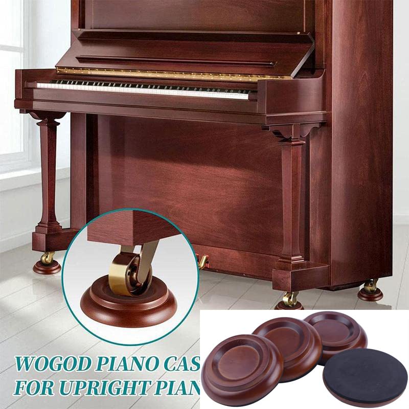 Piano Caster Cups for Upright Piano Wooden Piano Caster Piano Leg Floor Protectors with Non-Slip & Anti-Noise Foam Hardwood Floor Protectors Dark Brown 4 Pack for Upright Piano Leg - Image 7