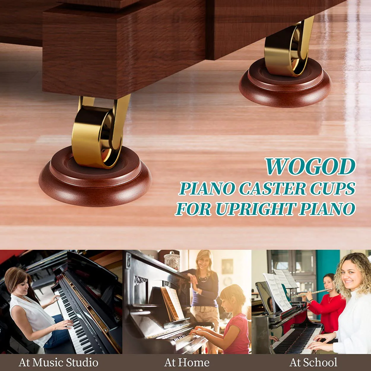 Piano Caster Cups,Piano Pads for Hardwood Floors,Upright Piano Wheel Floor Protectors, Piano Leg Coasters Protectors. - Image 4