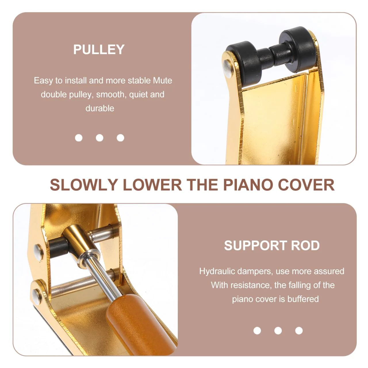 Piano Cover Buffer Device - Metal Finger Protection for 88 Key Piano Golden Slow Fall Control Bumper 9.5X7.5X2.7CM - Image 5