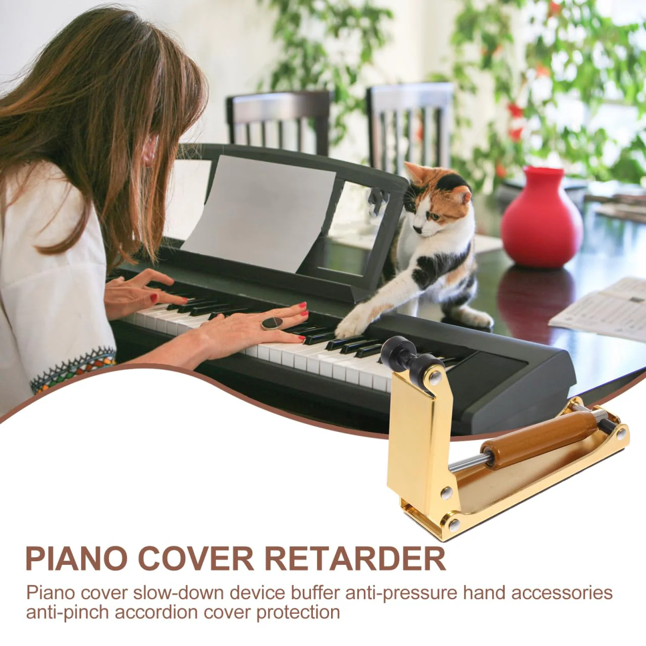 Piano Cover Buffer Device - Metal Finger Protection for 88 Key Piano Golden Slow Fall Control Bumper 9.5X7.5X2.7CM - Image 7