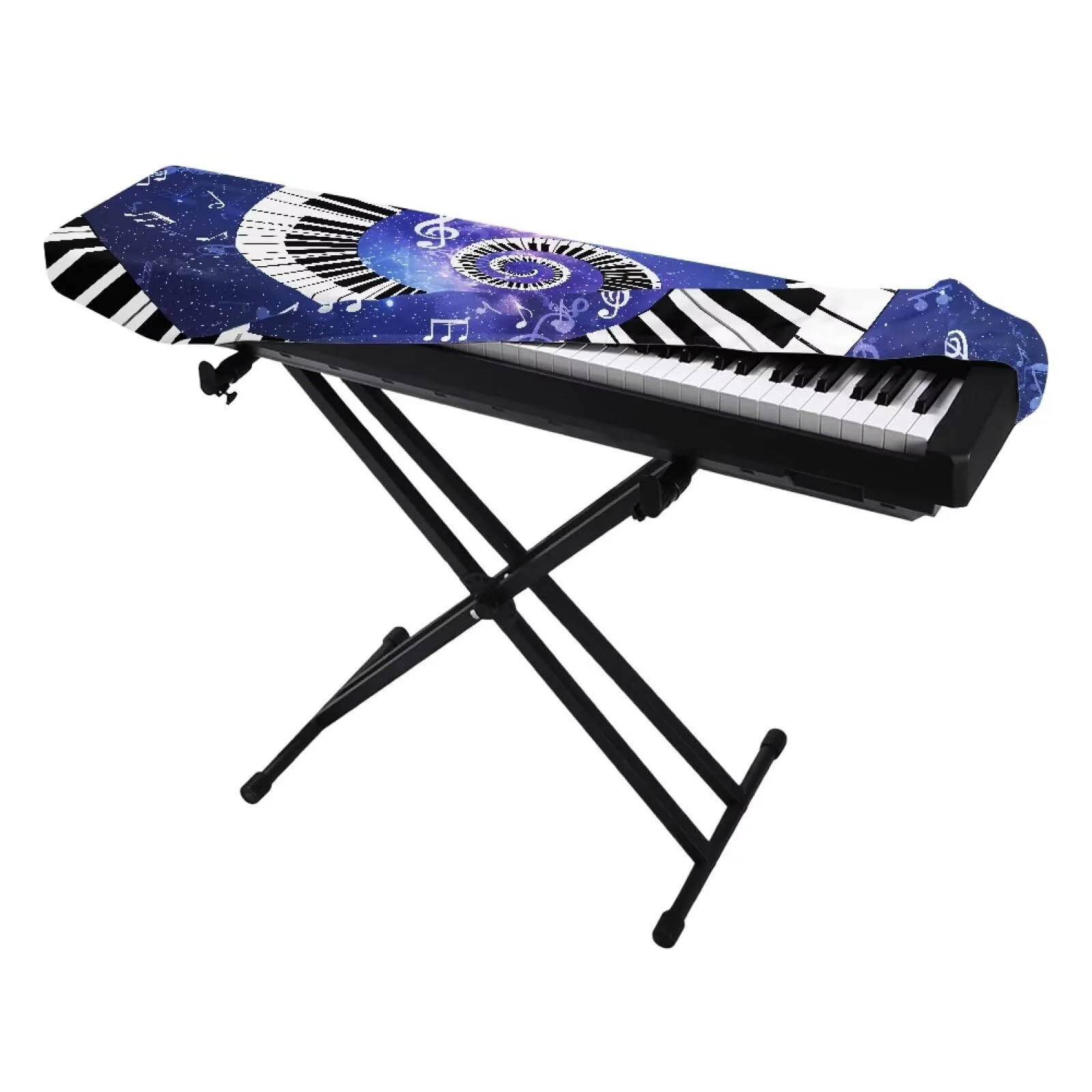 Piano Keyboard Cover Galaxy Music Notes Print Piano Keyboard Dust Cover for 54-88 Keys Electric Digital Piano Cover Cloth Full Cover Keyboard Protector Accessorie Large