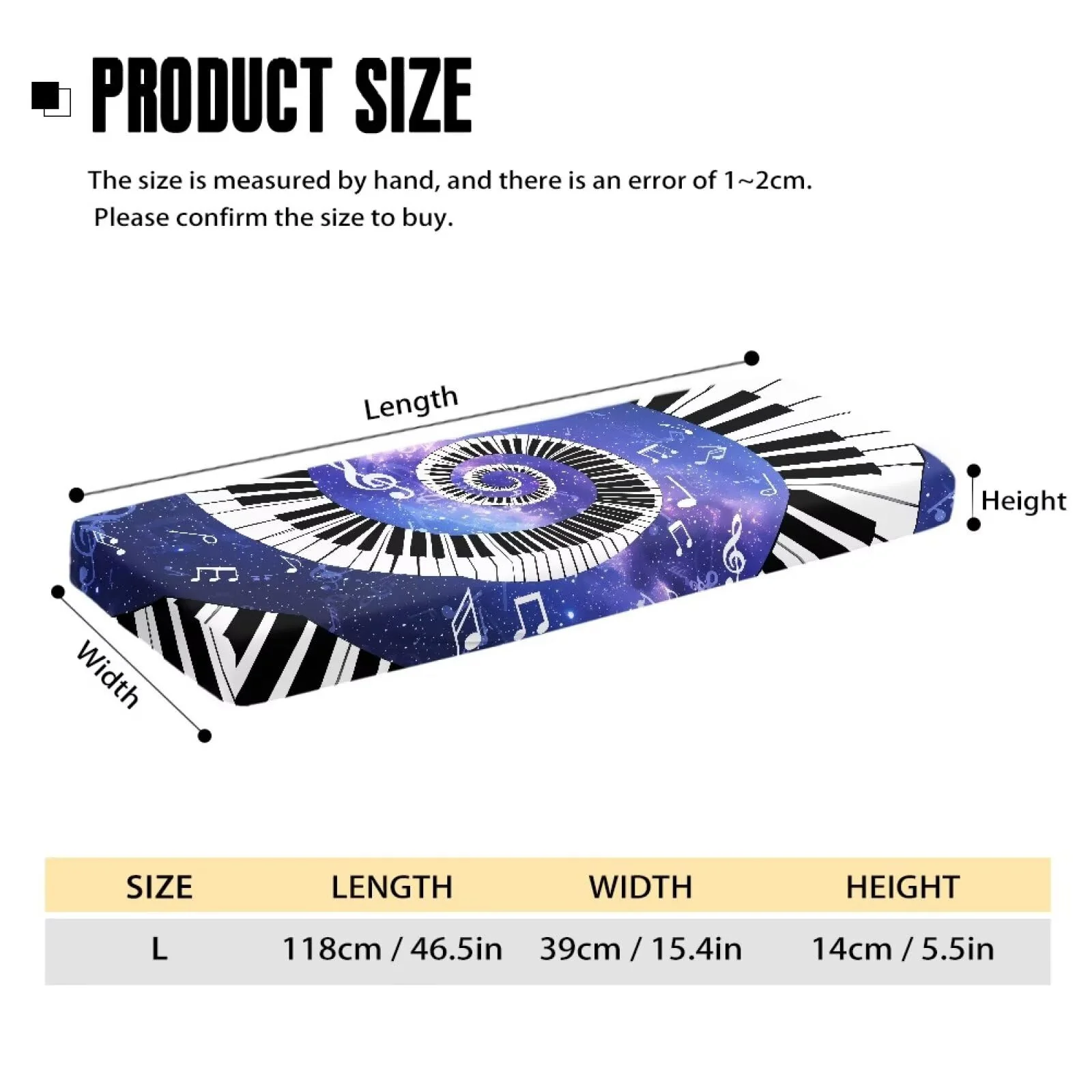 Piano Keyboard Cover Galaxy Music Notes Print Piano Keyboard Dust Cover for 54-88 Keys Electric Digital Piano Cover Cloth Full Cover Keyboard Protector Accessorie Large - Image 4
