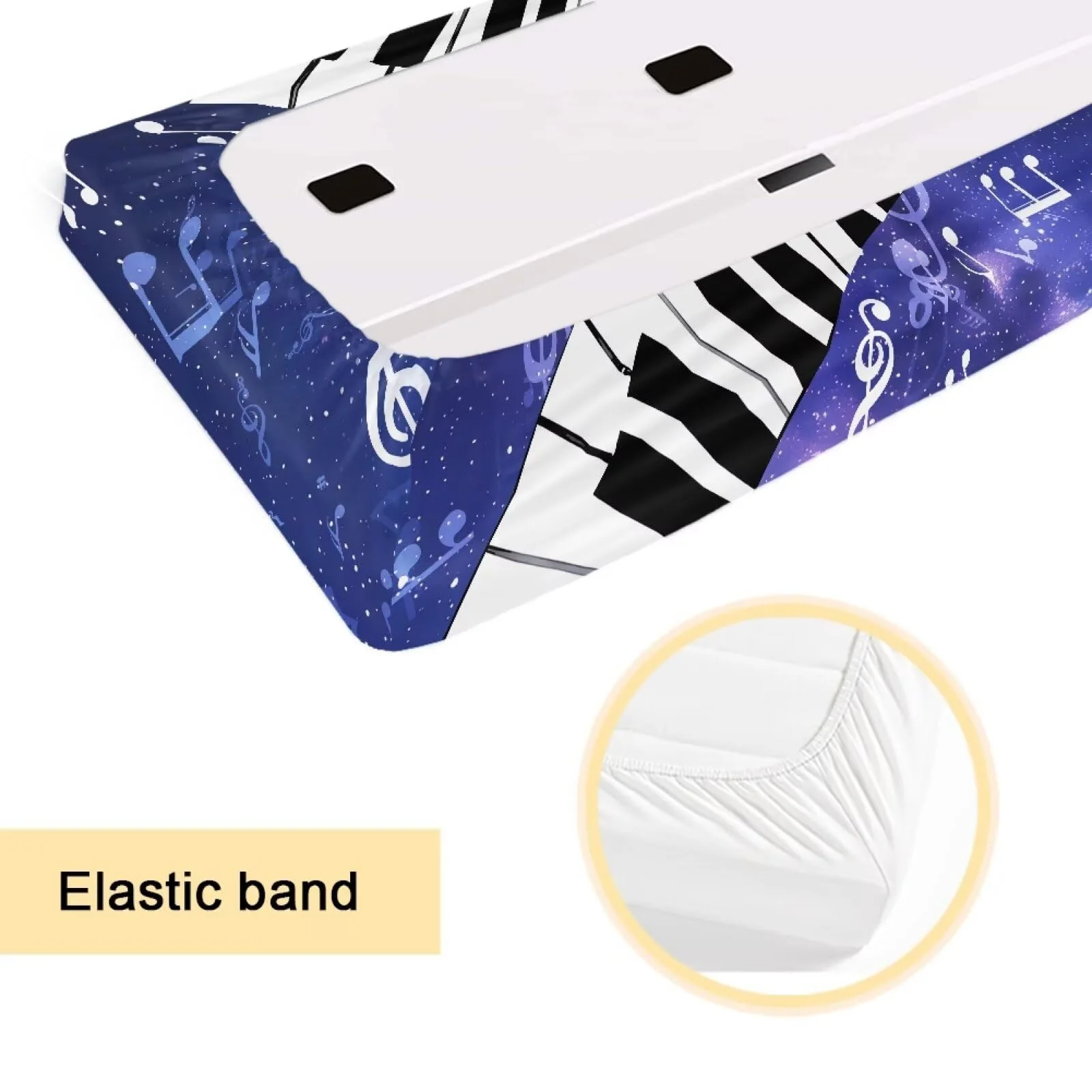 Piano Keyboard Cover Galaxy Music Notes Print Piano Keyboard Dust Cover for 54-88 Keys Electric Digital Piano Cover Cloth Full Cover Keyboard Protector Accessorie Large - Image 5