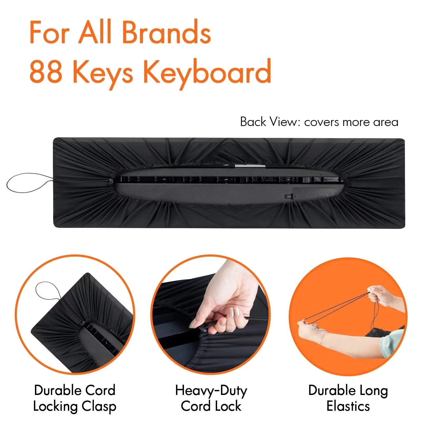 Piano Keyboard Dust Cover, 88 Keys Piano Music Keyboard Dirt Proof Cover Stretchy Electronic Keyboard Piano Cover Electronic Keyboard Cover With Durable Elastic & Cord Lock Must Have Piano Accessories - Image 2