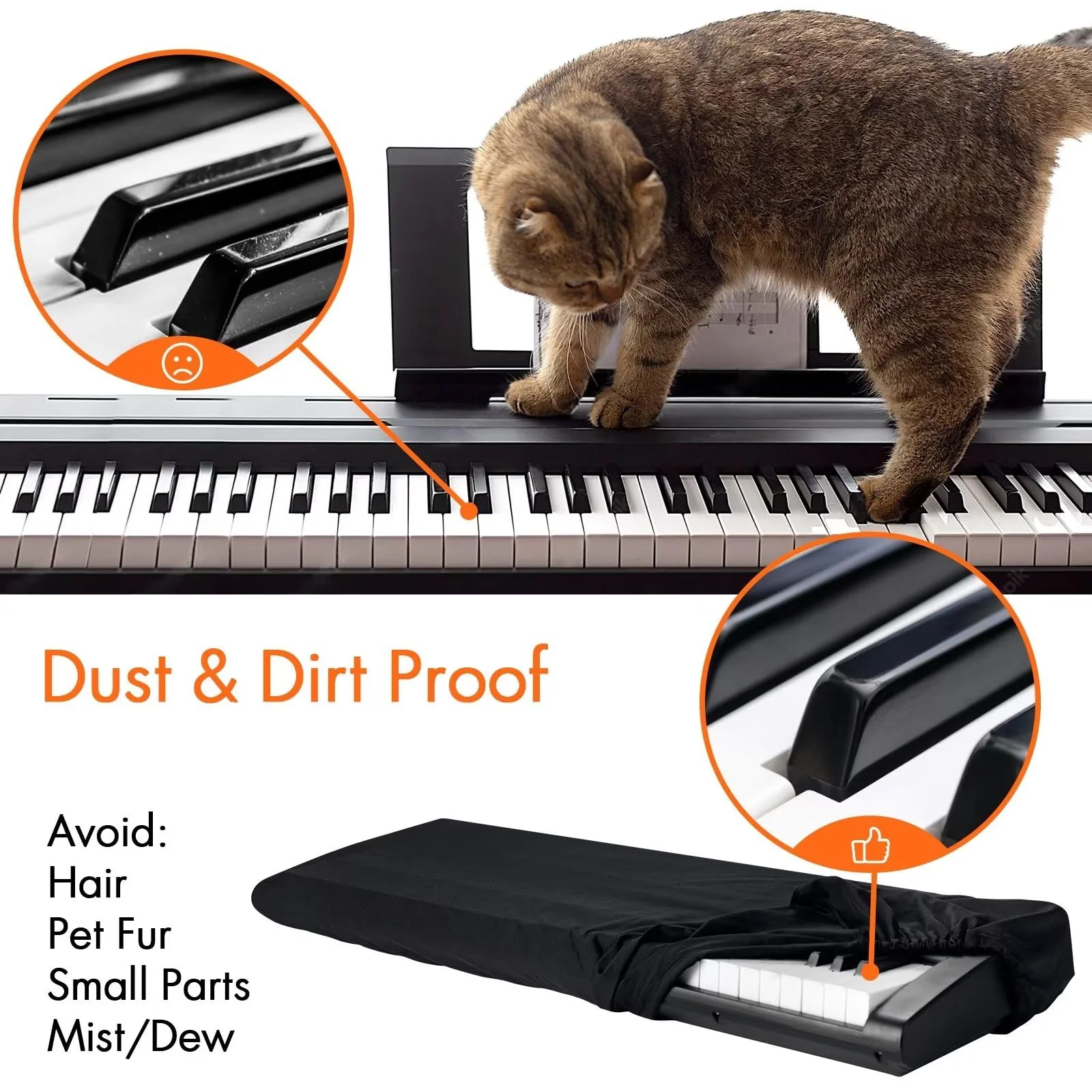 Piano Keyboard Dust Cover, 88 Keys Piano Music Keyboard Dirt Proof Cover Stretchy Electronic Keyboard Piano Cover Electronic Keyboard Cover With Durable Elastic & Cord Lock Must Have Piano Accessories - Image 4