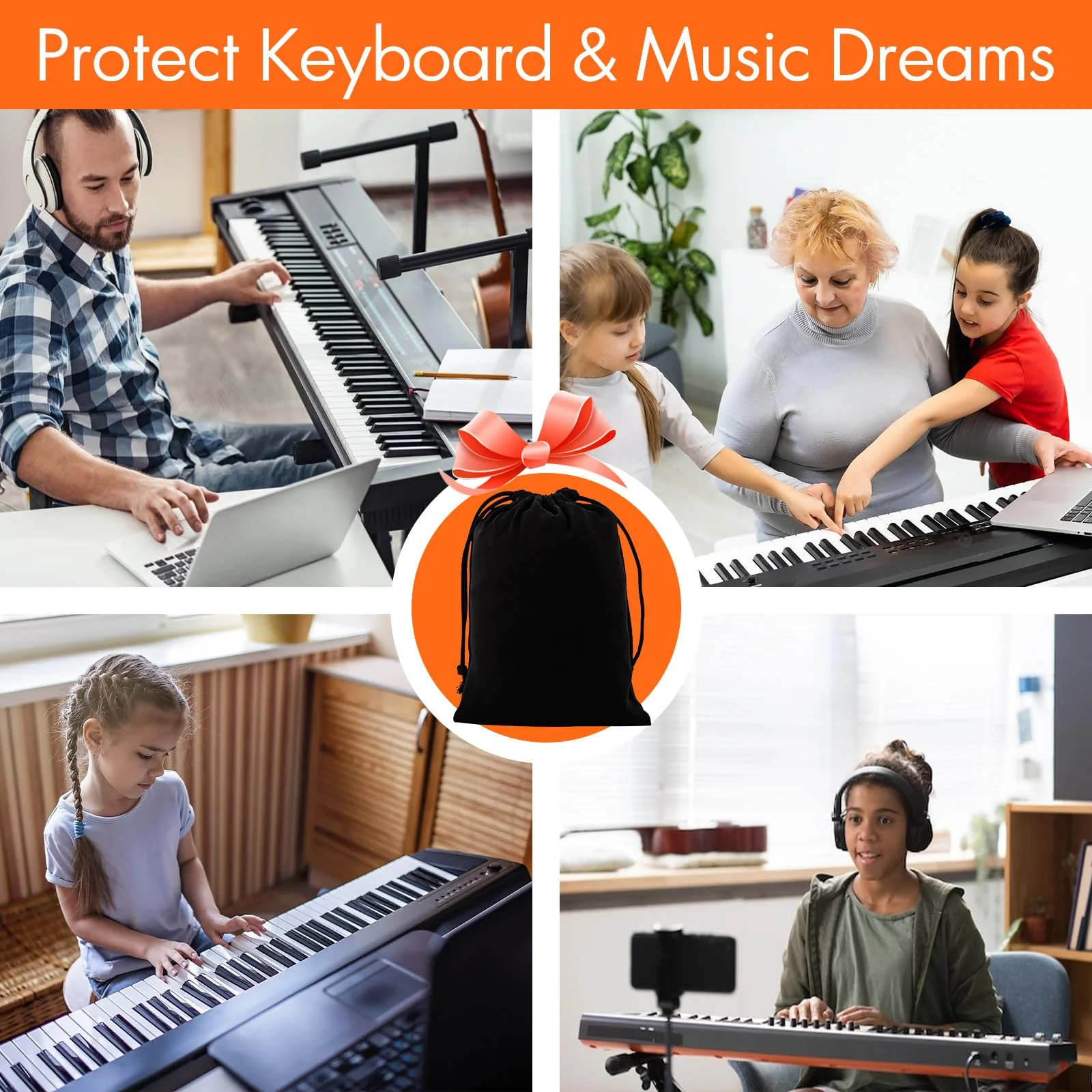 Piano Keyboard Dust Cover, 88 Keys Piano Music Keyboard Dirt Proof Cover Stretchy Electronic Keyboard Piano Cover Electronic Keyboard Cover With Durable Elastic & Cord Lock Must Have Piano Accessories - Image 7