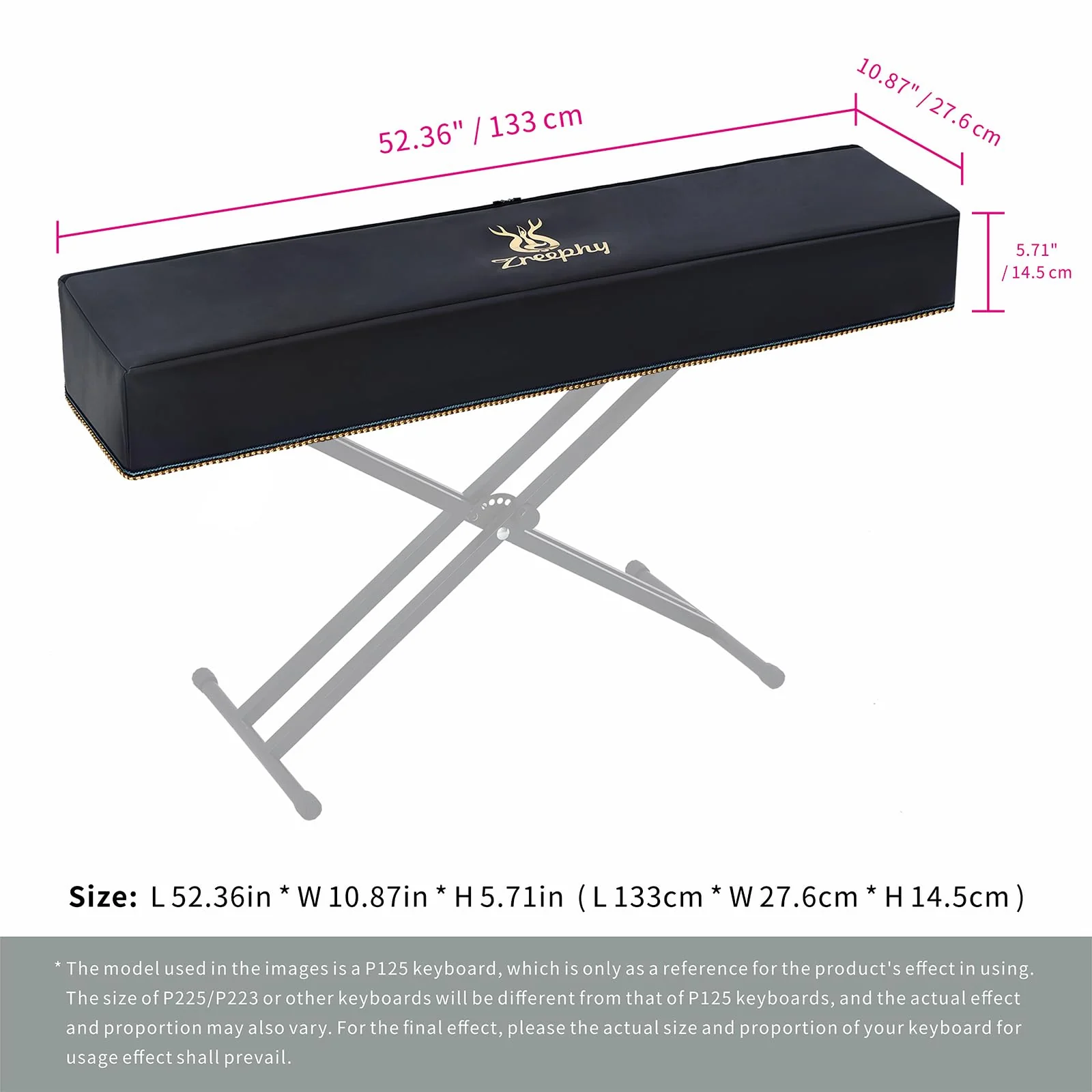 Piano Keyboard Dust Cover with Music Stand Opening of Zipper Design, Dust Proof Cover Compatible for Yamaha P225 P223 P145 P143 88 Keys Digital Piano Keyboards Electronic Keyboards L 52.36 * W 10.87" Black - Image 3