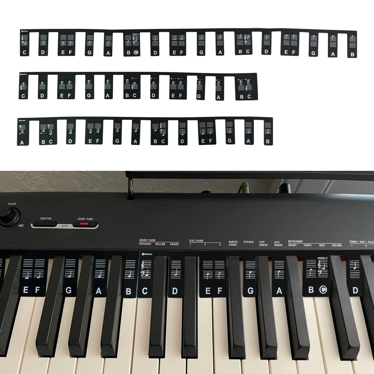 Piano Keyboard Note Labels Piano Notes Guide for Beginner，Removable Silicone Piano Keyboard Stickers，88-Key Full Size Keyboard Stickers for Beginners Kids Learning and practice - Image 2