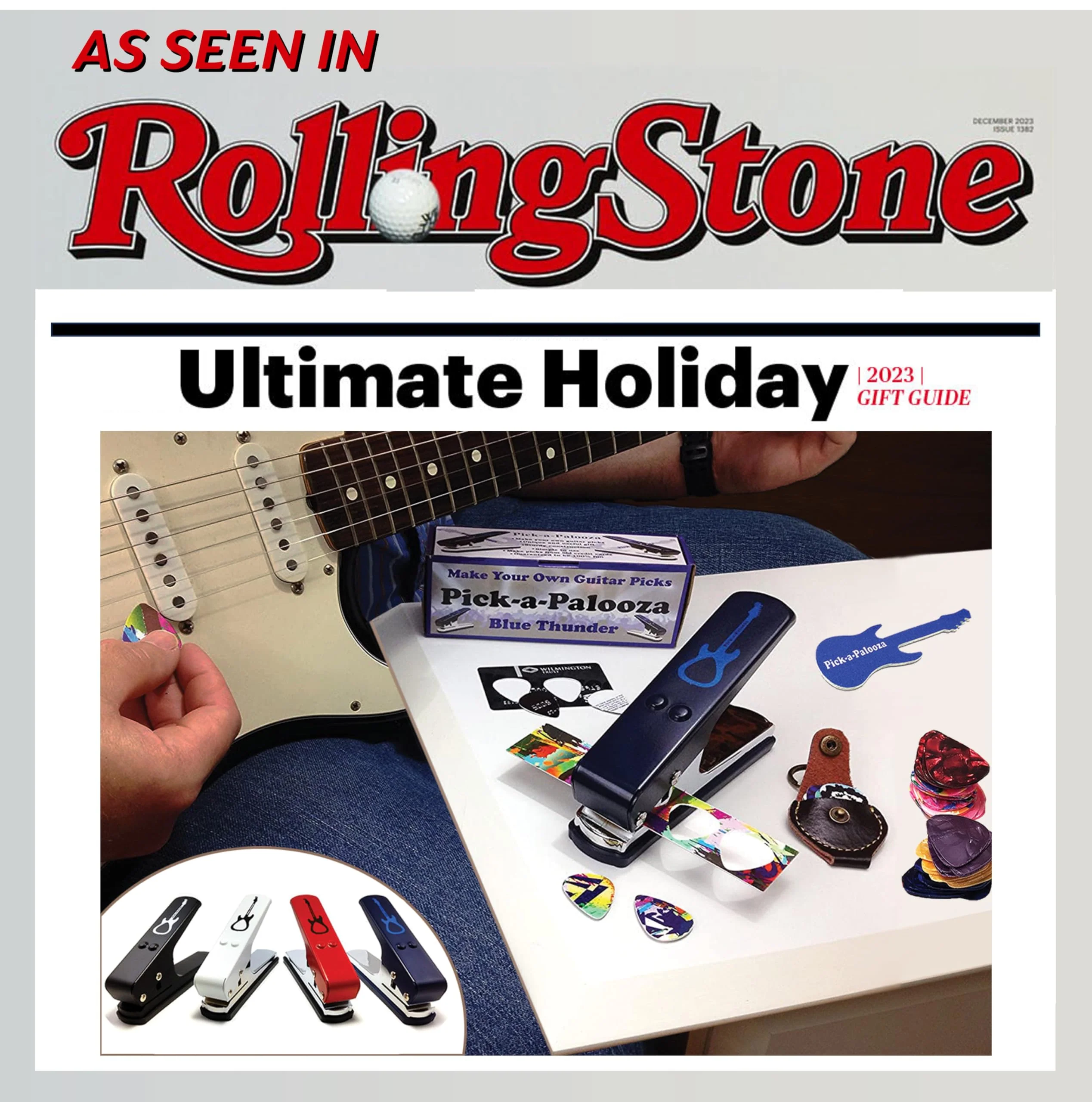 Pick-a-Palooza DIY Guitar Pick Punch - The Premium Guitar Pick Maker and a Leather Key Chain Pick Holder - Gift Pack - Blue - Image 2