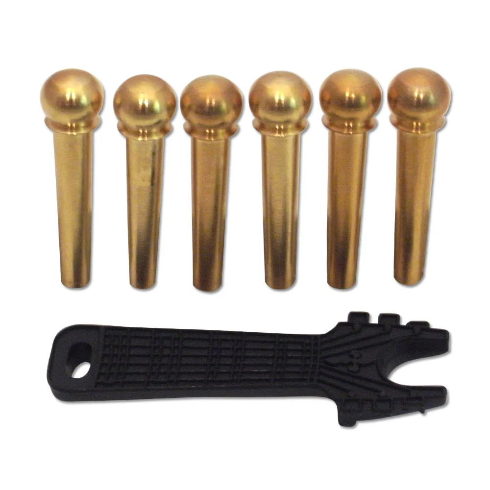 Pickboy Bridge Pin set, Brass, 6 pins with puller