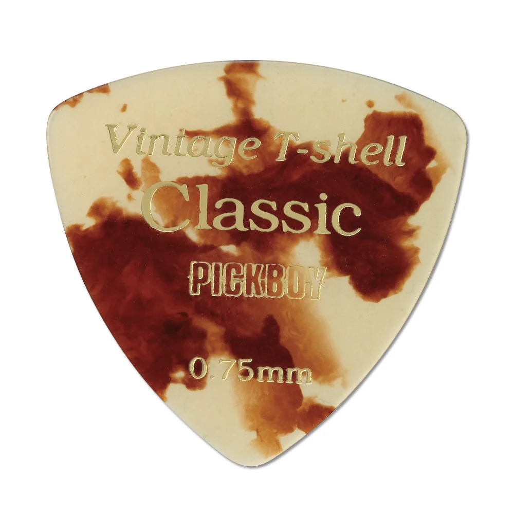 Pickboy Vintage Pick, Classic T-Shell Triangle, Cellulose, 0.75mm, 10 picks