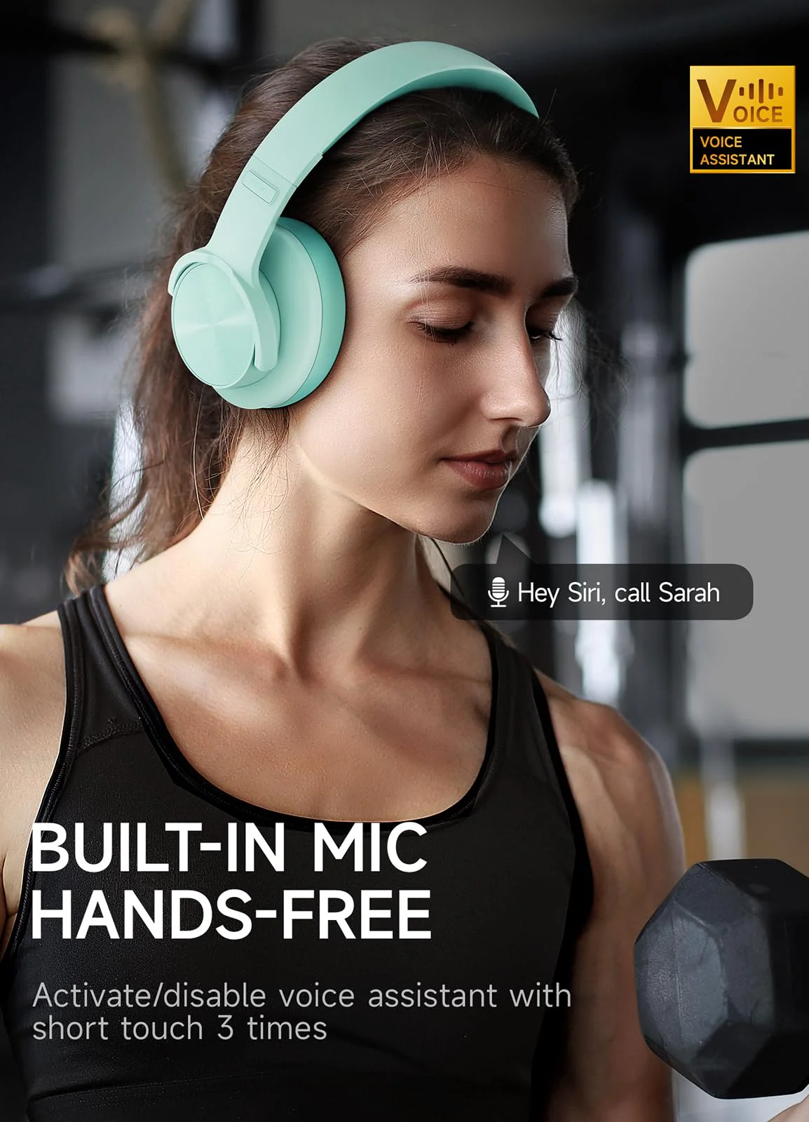 Picun B8 Bluetooth Headphones Over Ear, 120H Playtime Wireless Headphones with 3 EQ Modes Low Latency, Hands-Free Calls, Deep Bass Headphones for Travel Home Office Cellphone PC (Cyan) Cyan - Image 2
