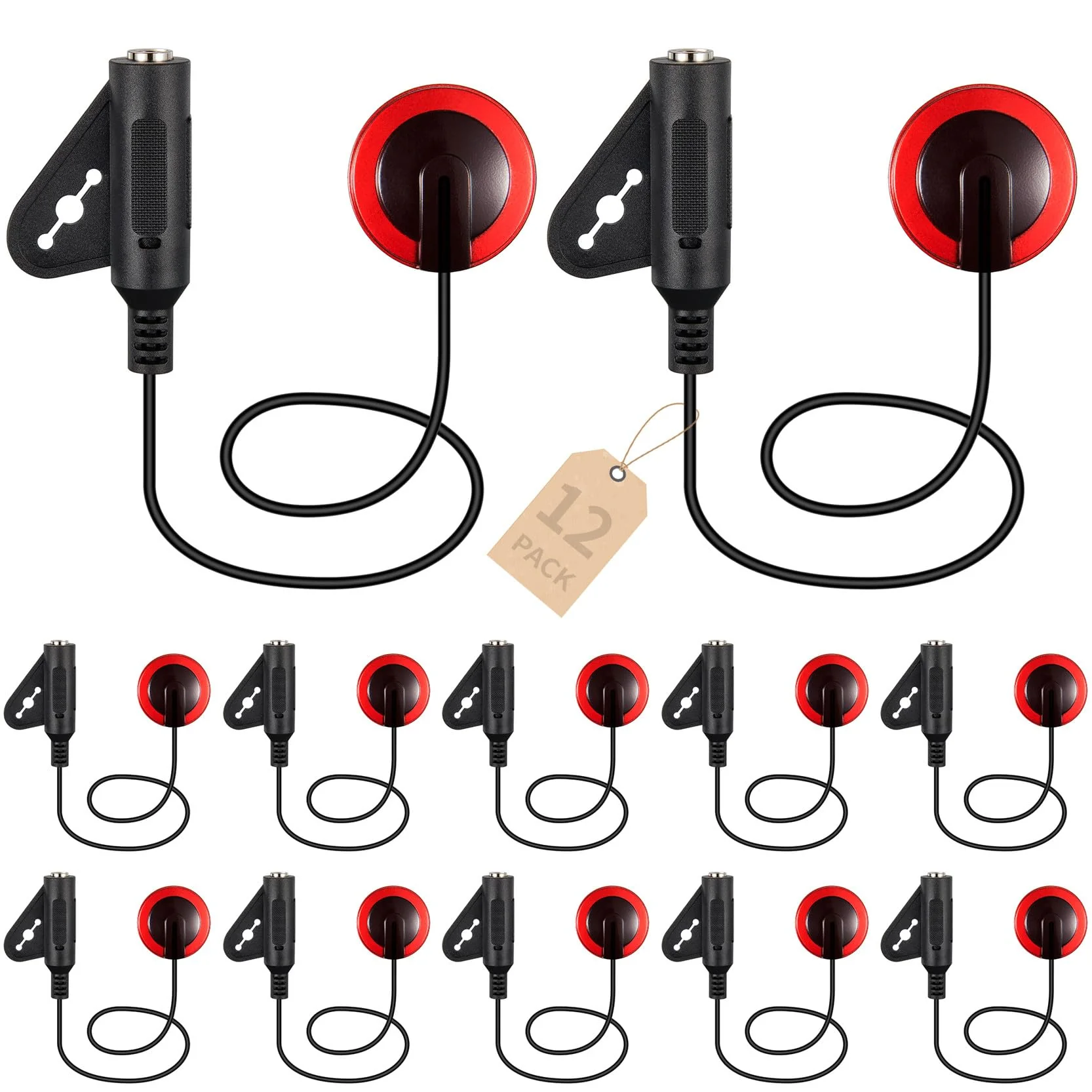 Piezo Contact Microphone Pickups for Guitar, Violin, Viola, Cello, Banjo, Ukulele, Mandolin and More (12 Pack) 12 Pack
