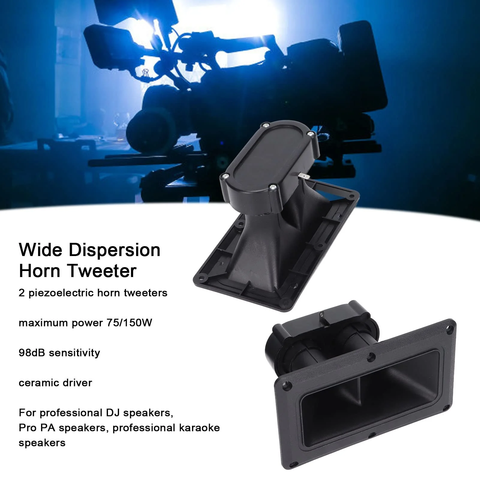 Piezoelectric Speaker Dual Driver Tweeter Horn, 98dB Sensitivity, Ceramic Driver, Wide Dispersion Speakers for DJ Speakers, Studio Monitors, Karaoke Speakers - Image 2