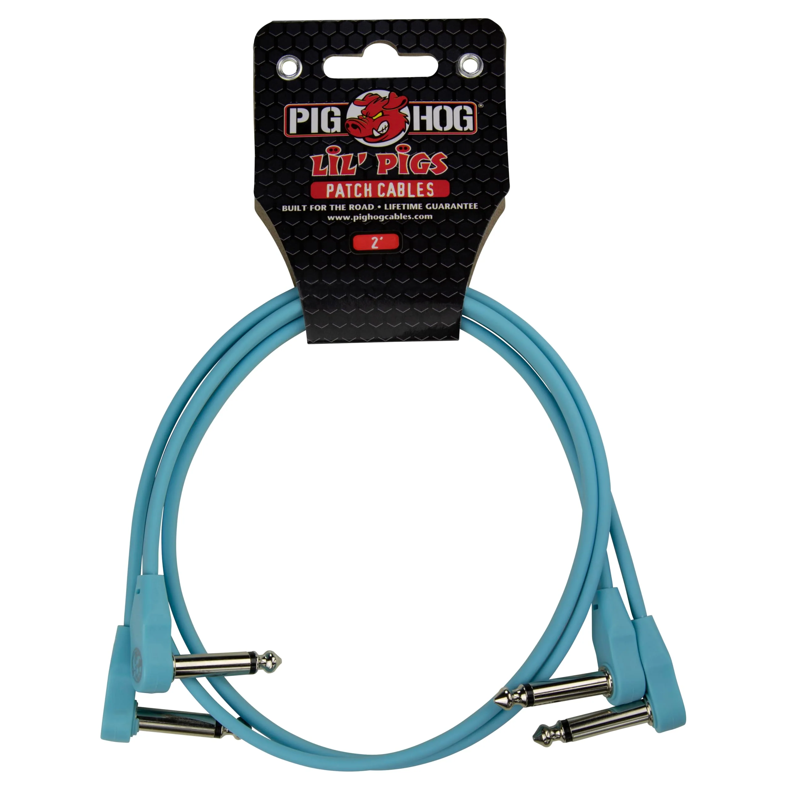 Pig Hog Lil Pigs 2 ft Low Profile Patch Cables 2 Pack, Daphne Blue