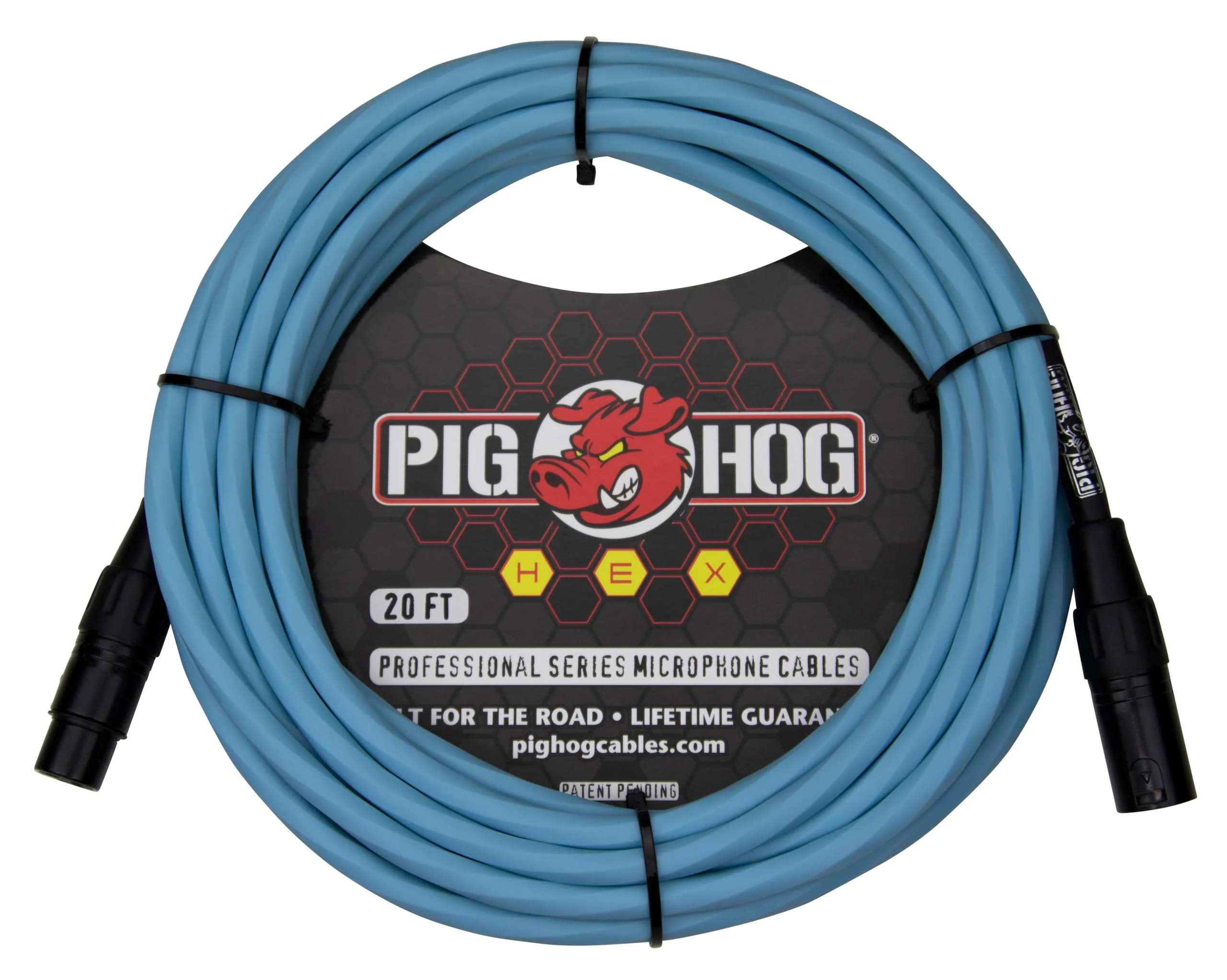 Pig Hog PHMH20DB Hex Series Mic Cable, Daphne Blue 20ft