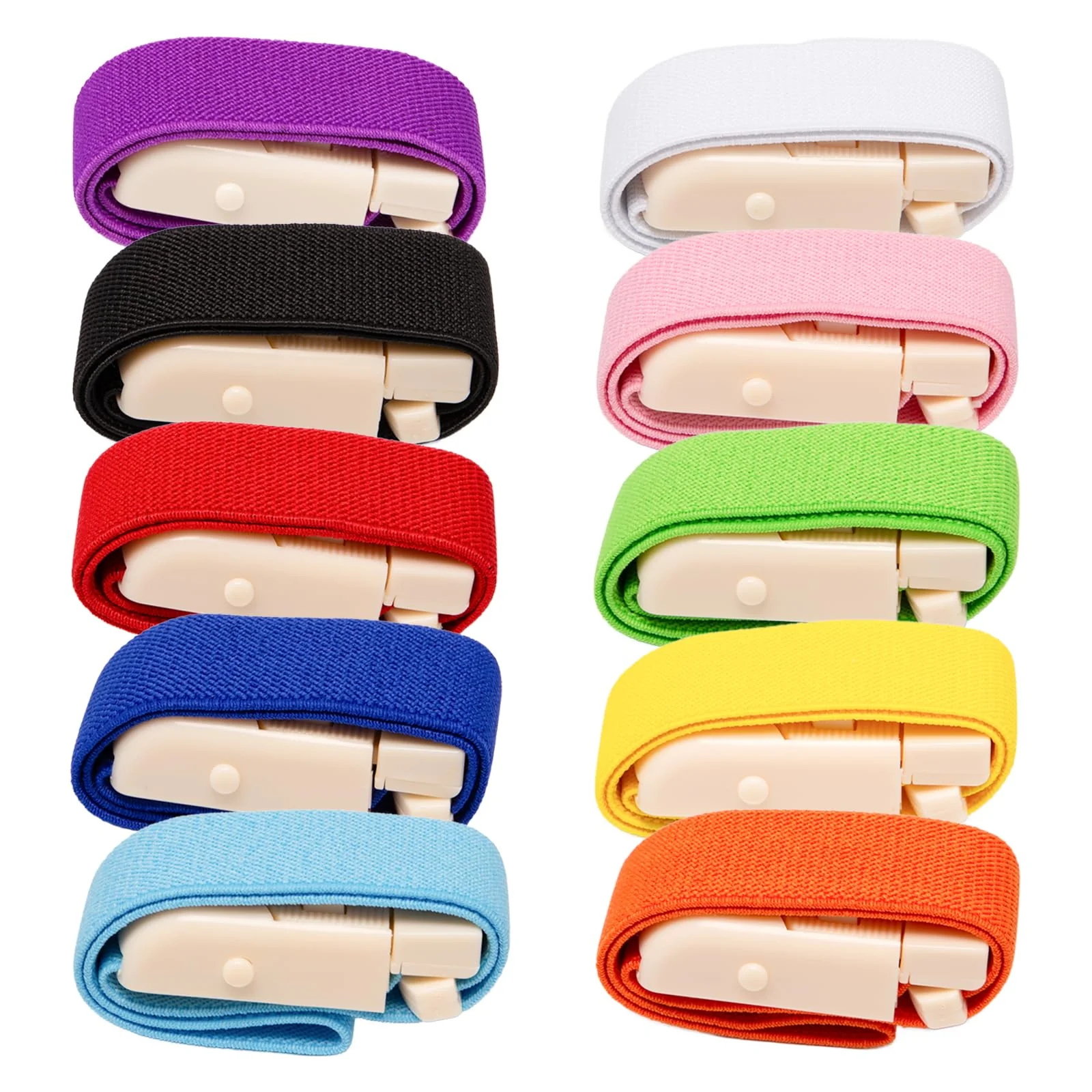 Pilikoll Pack of 10 Vein Congestion with Release Buckle Storage Tube Tourniquet Blood Removal Highly Flexible Tourniquet Vein Stain Blood Removal for Camping Hiking Fighting Mountaineering Outdoor