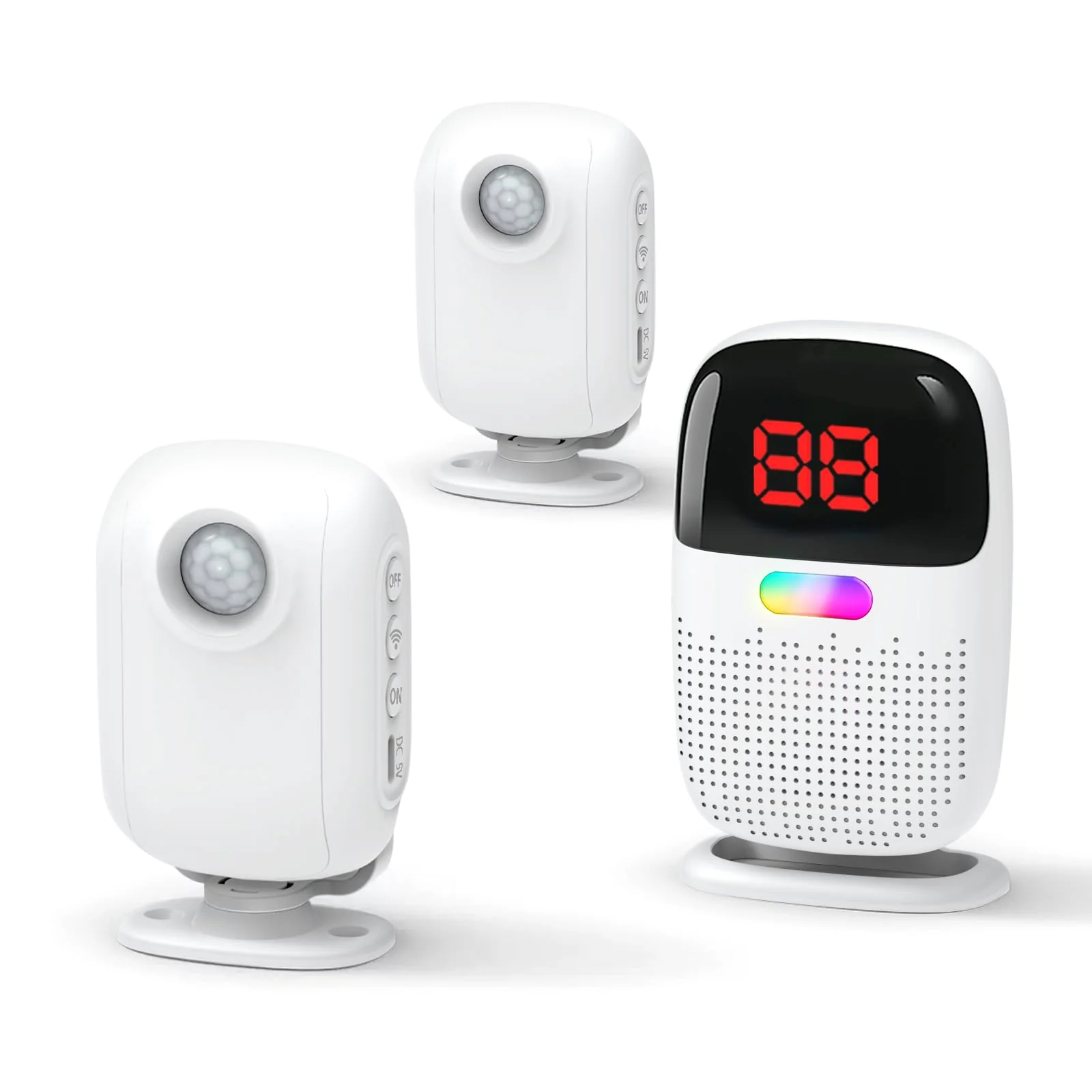 PILSAMAS Bed Alarms for Elderly Dementia Patients - Digital Sensor ID Display & Clip-On Caregiver Pager, Wirelss 1000ft Range, No Month Fee, Motion Sensors for Fall & Room Exit Alerts 2 Sensors+ 1 Receiver