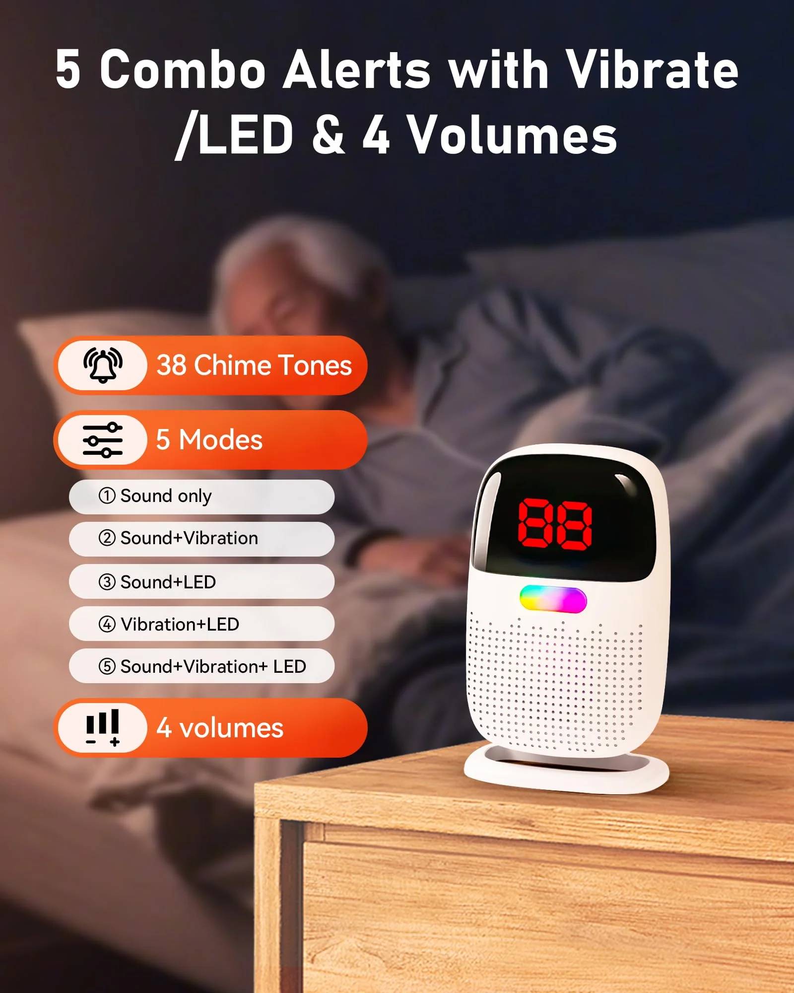 PILSAMAS Bed Alarms for Elderly Dementia Patients - Digital Sensor ID Display & Clip-On Caregiver Pager, Wirelss 1000ft Range, No Month Fee, Motion Sensors for Fall & Room Exit Alerts 2 Sensors+ 1 Receiver - Image 8