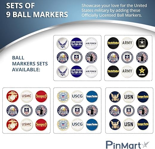 PinMart’s Officially Licensed United States Veteran Bundle Pack of 9 Golf Ball Markers - Golf Accessories for Men and Women - Magnetic Veteran Ball Markers Set of 9 Coast Guard Blue/White/Gold - Image 3