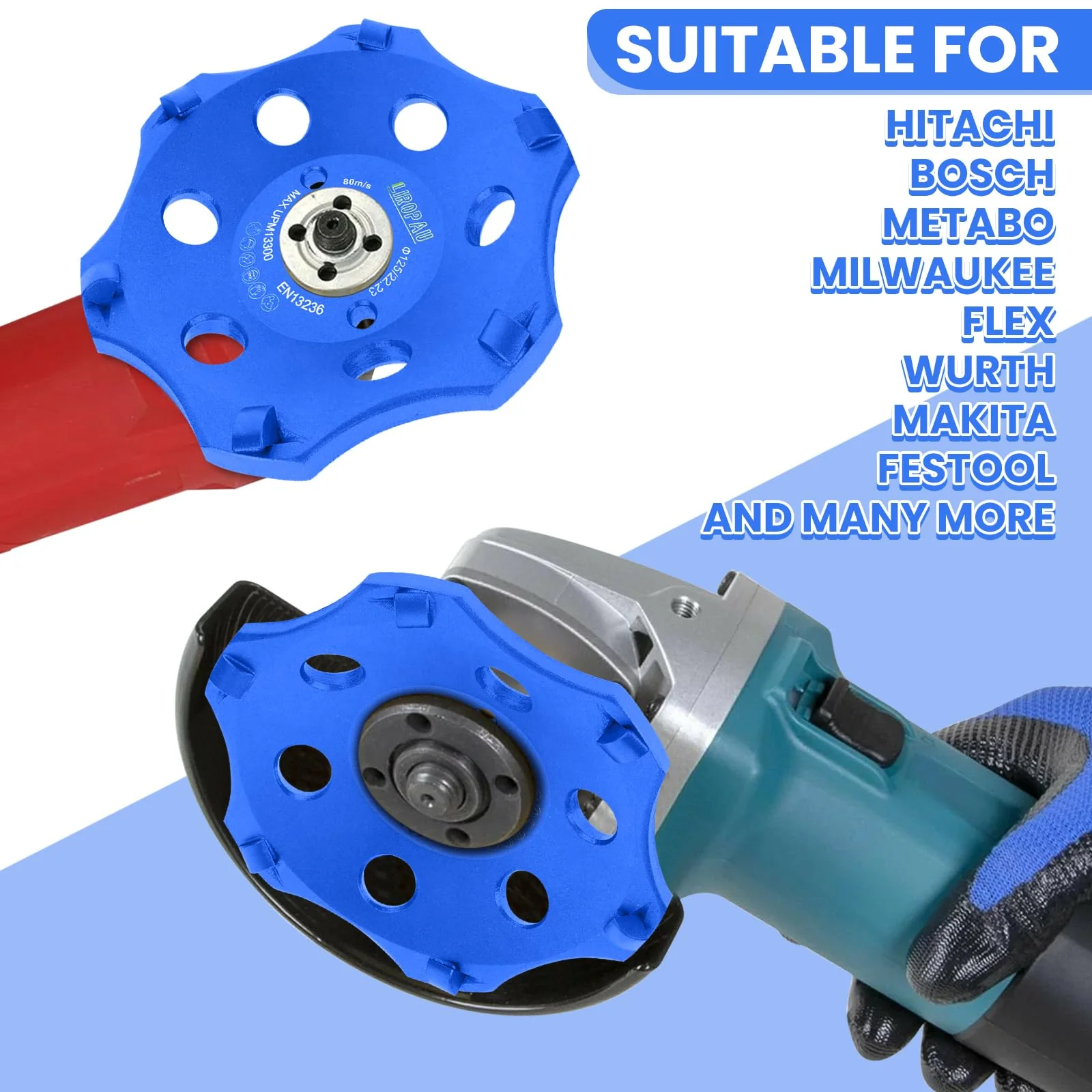 PKD PCD Diamond Cup Wheel 125 mm, Diamond Cup Wheel Grinding Wheel for Angle Grinder, Diamond Grinder for Tile Adhesive, Colour Coating, Angle Grinder Grinding Pot, 6 Segments - Image 4