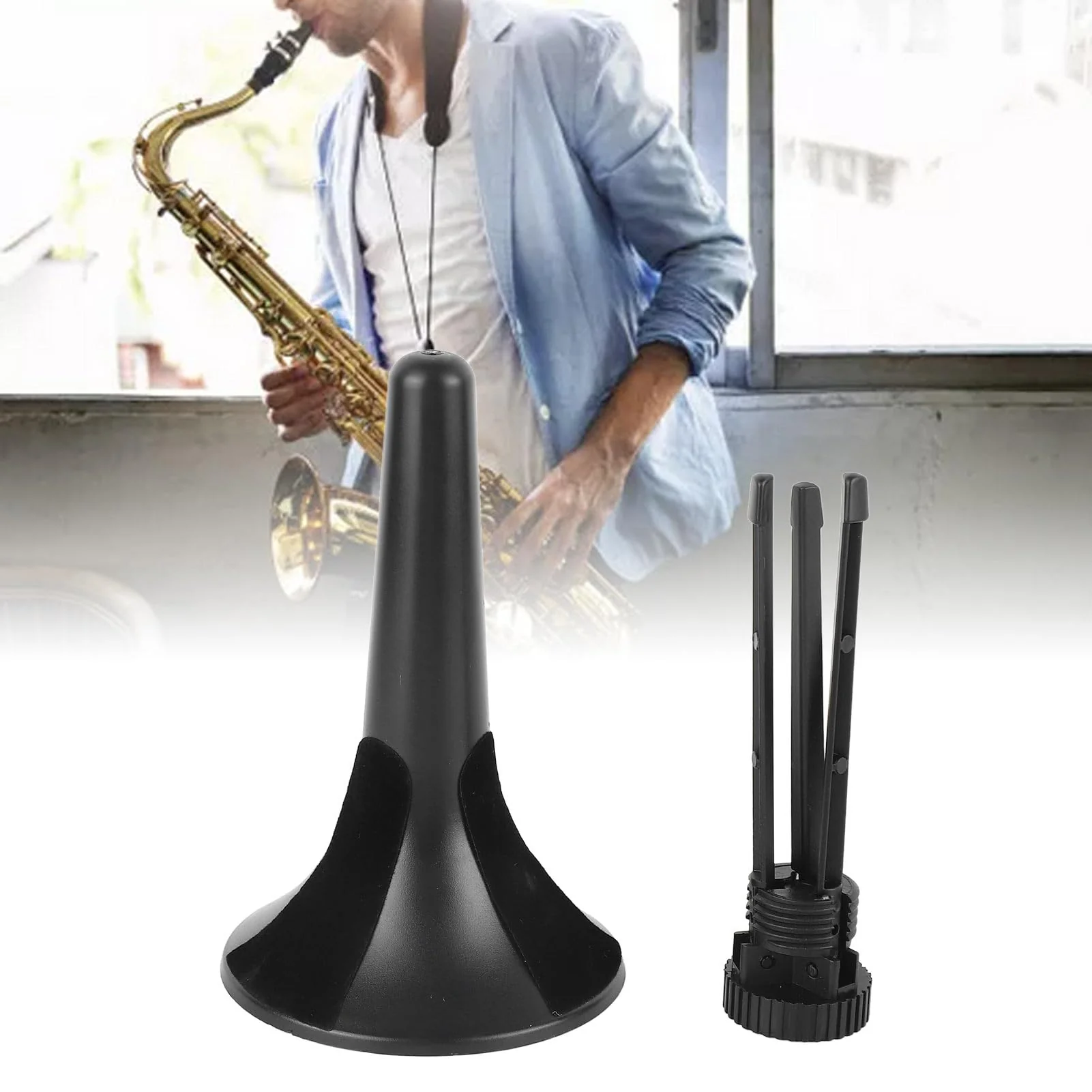 Plastic Trumpet Stand, Foldable Design Adjustable Height Saxophone Holder for Wind Musical Instrument - Image 4