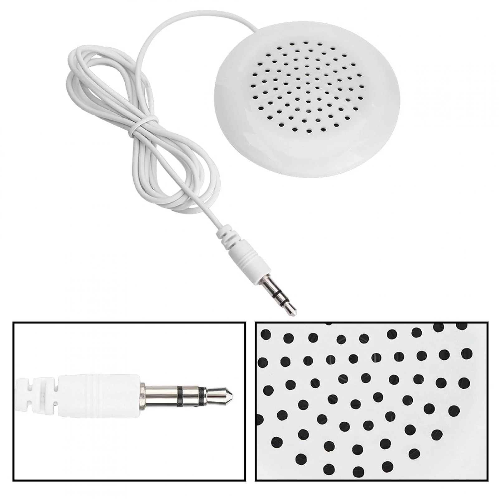 plplaaoo 3.5mm Mini Pillow Speaker,Pillow Speakers for Sleeping,Portable Line in Speakers Pillow Speaker, Under Pillow Speaker for MP3 Phone Portable CD (White) - Image 3