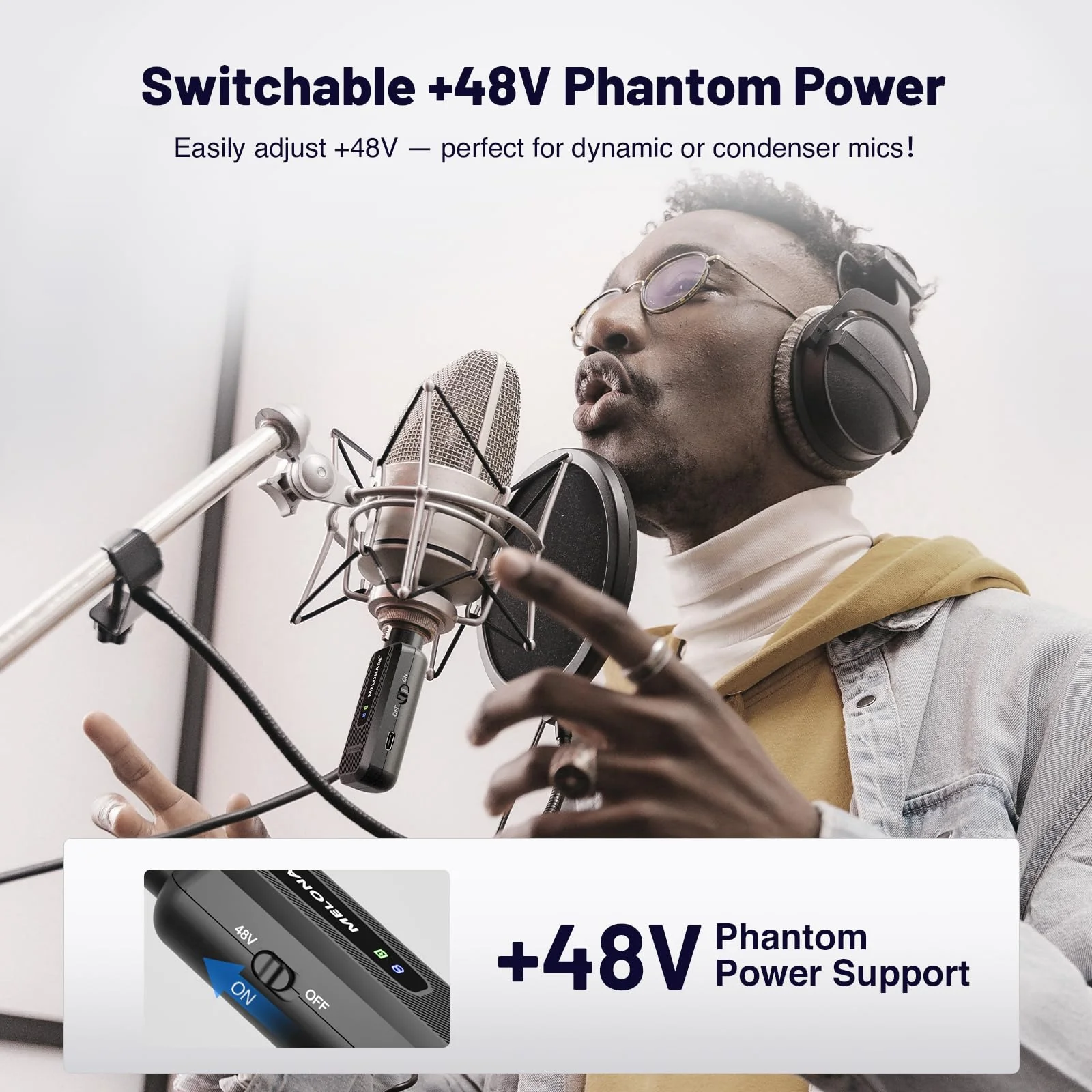 Plug on UHF 900MHz XLR Wireless Microphone Adapter, XLR Wireless Audio Transmitter & Receiver System, 164ft Range, +48V Phantom Power for Mic, Audio Mixer and PA Setup (MX-1) - Image 4
