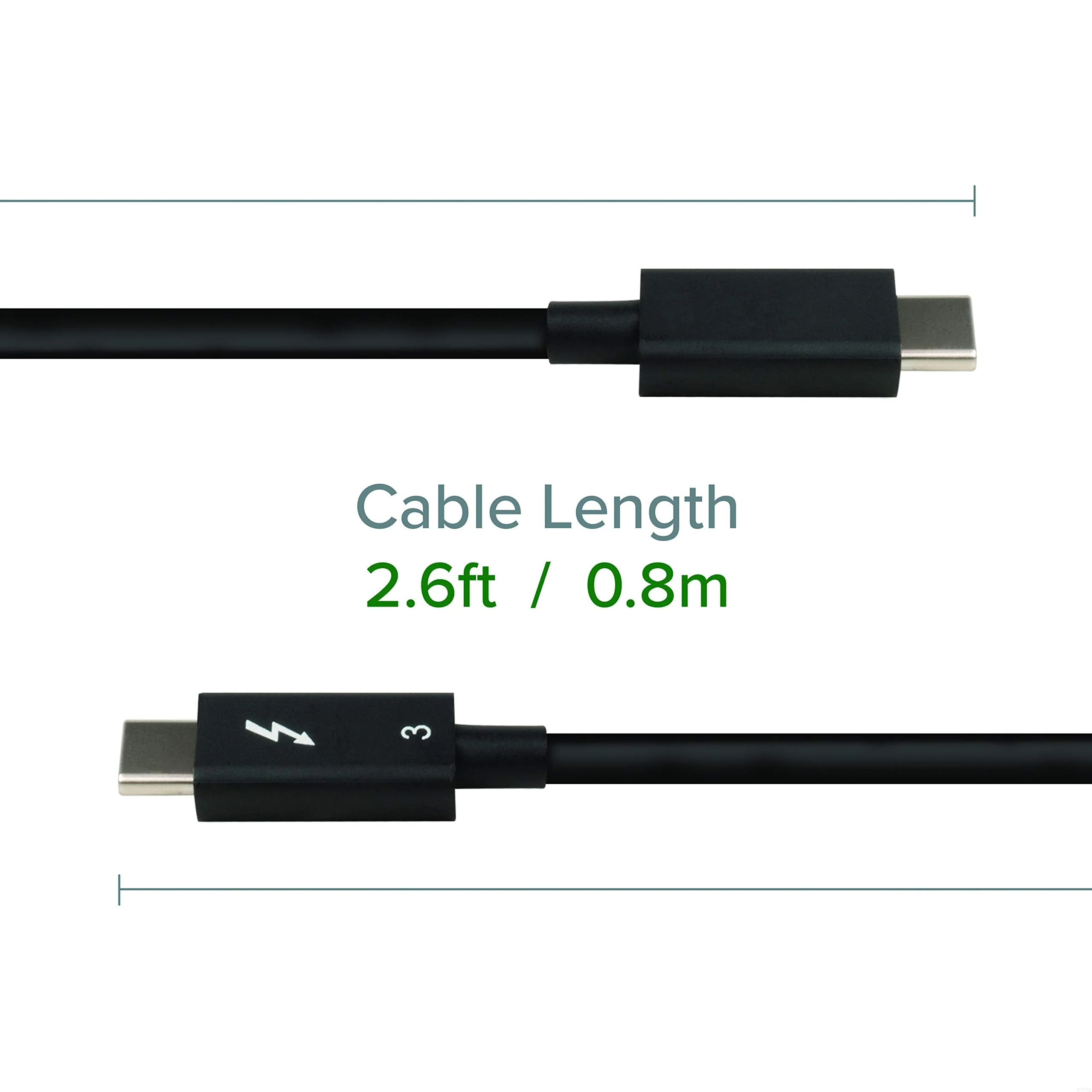 Plugable Thunderbolt 3 Cable 40Gbps Supports 100W (20V, 5A) Charging, 2.6ft / 0.8m USB C Compatible [Thunderbolt 3 Certified] 0.8m 40Gb 5A - Image 4