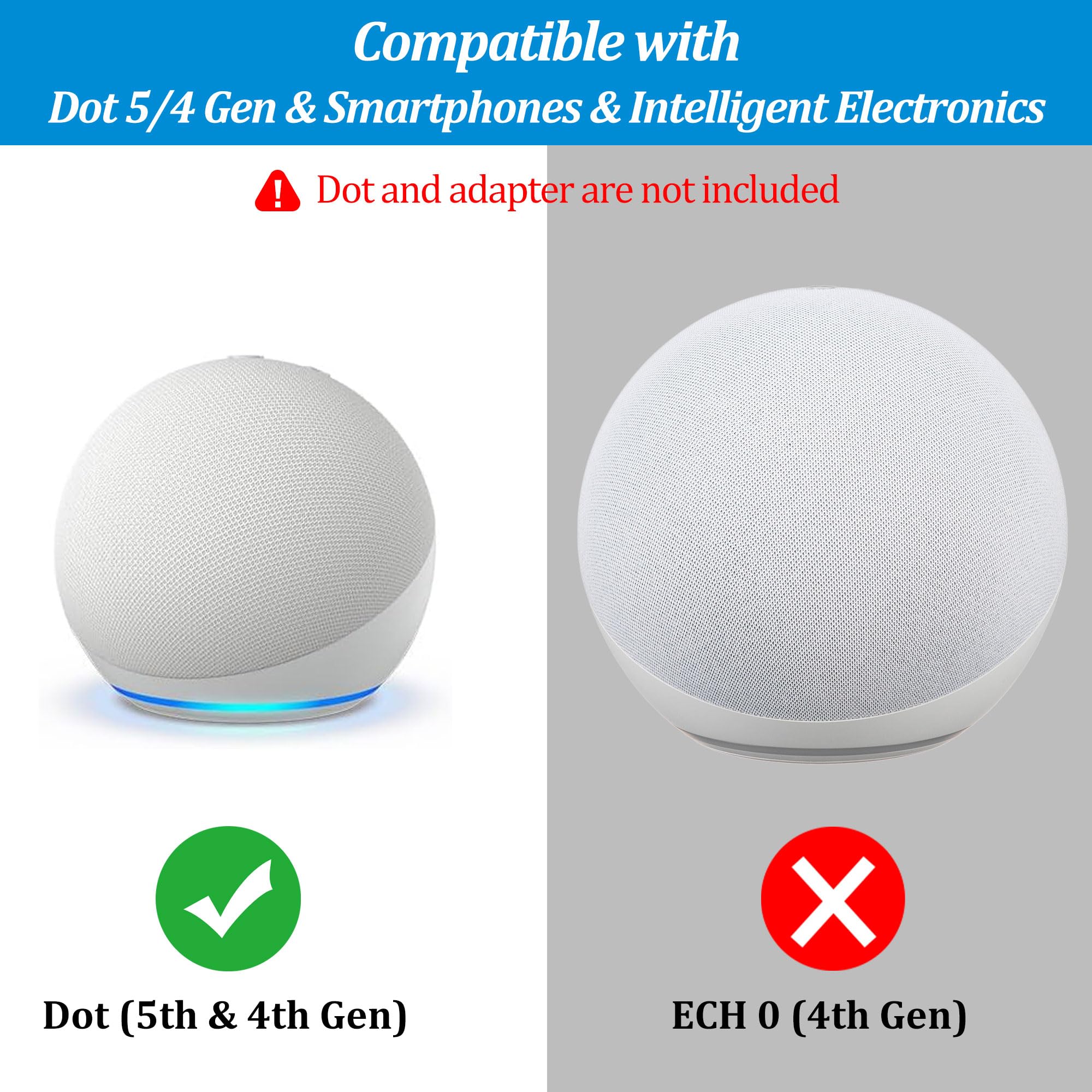 PlusAcc Battery Base for Dot 5th Gen & Dot 4th Gen & Cellphones - 5000 mAh Portable Charger Stand Holder, Rechargeable Charging Dock Station for Dot 5 & Dot 4 & Smartphones & Earbuds (White) White - Image 2
