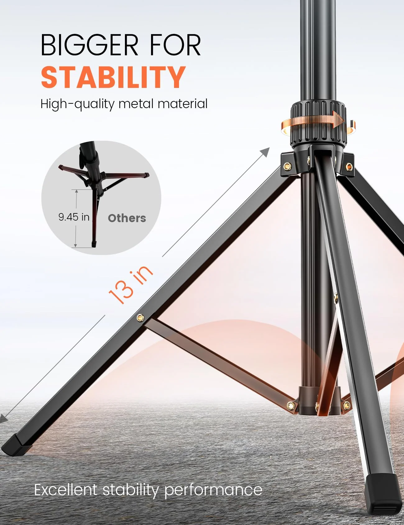 Pnitri 71'' Phone Tripod Stand, Extendable Reinforced Aluminum Phone Stand with Wireless Remote, Stable Cellphone Tripod Compatible with iPhone 15/14/13 Galaxy S23/S22 Huawei. Black - Image 3