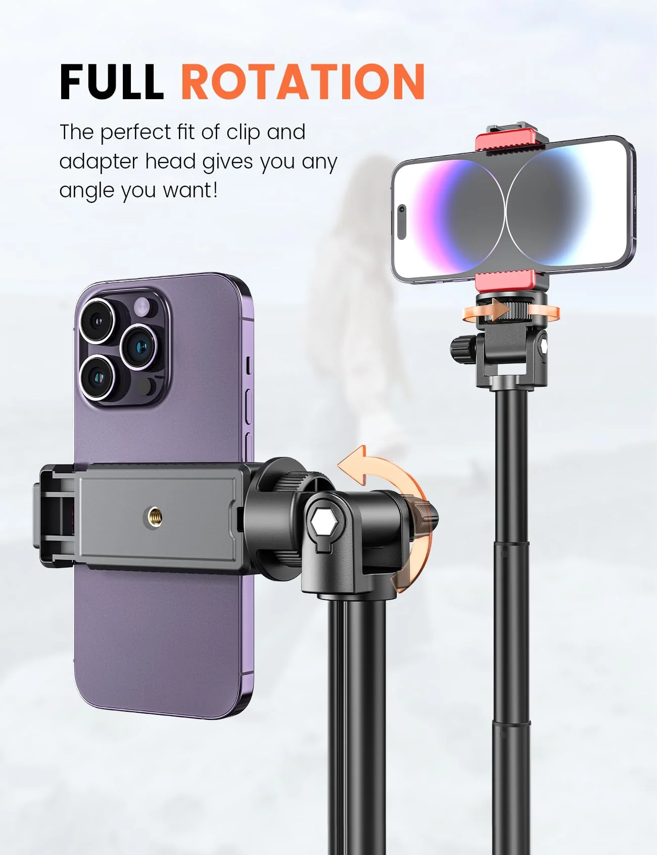 Pnitri 71'' Phone Tripod Stand, Extendable Reinforced Aluminum Phone Stand with Wireless Remote, Stable Cellphone Tripod Compatible with iPhone 15/14/13 Galaxy S23/S22 Huawei. Black - Image 7