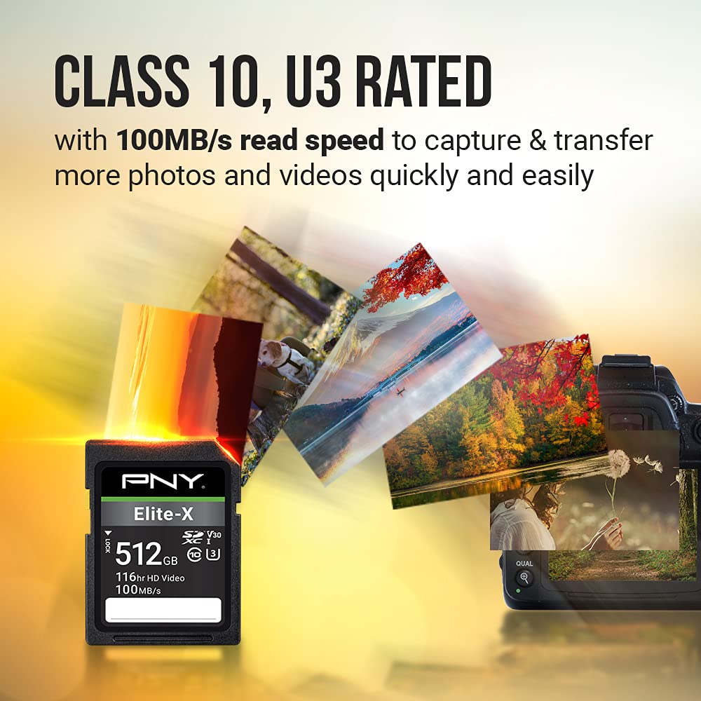 PNY 128GB Elite-X Class 10 U3 V30 SDXC Flash Memory Card - Image 3