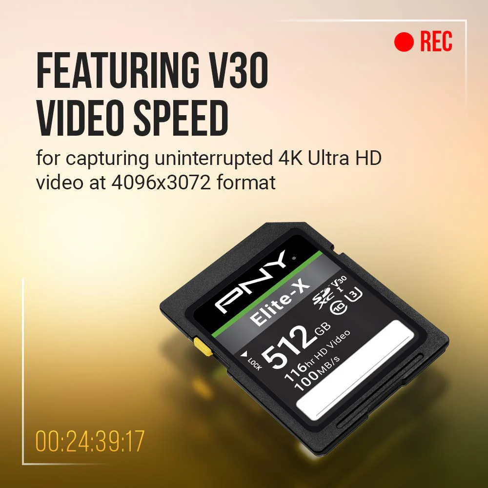 PNY 128GB Elite-X Class 10 U3 V30 SDXC Flash Memory Card - Image 5