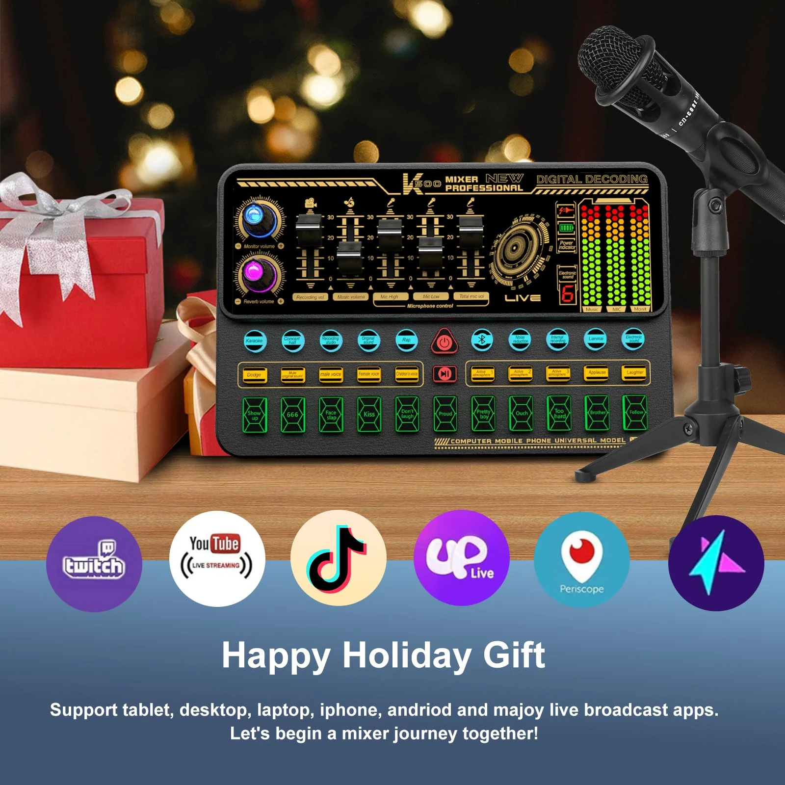 Podcast Equipment Bundle, Basic Audio Interface with Mic and Stand, Denosing, Ducking, Loopback, Easy Used Podcast Bundle for KTV,Streaming,Podcasting, Game, PS5, Gift,YouTube, TikTok(Black) Black - Image 7