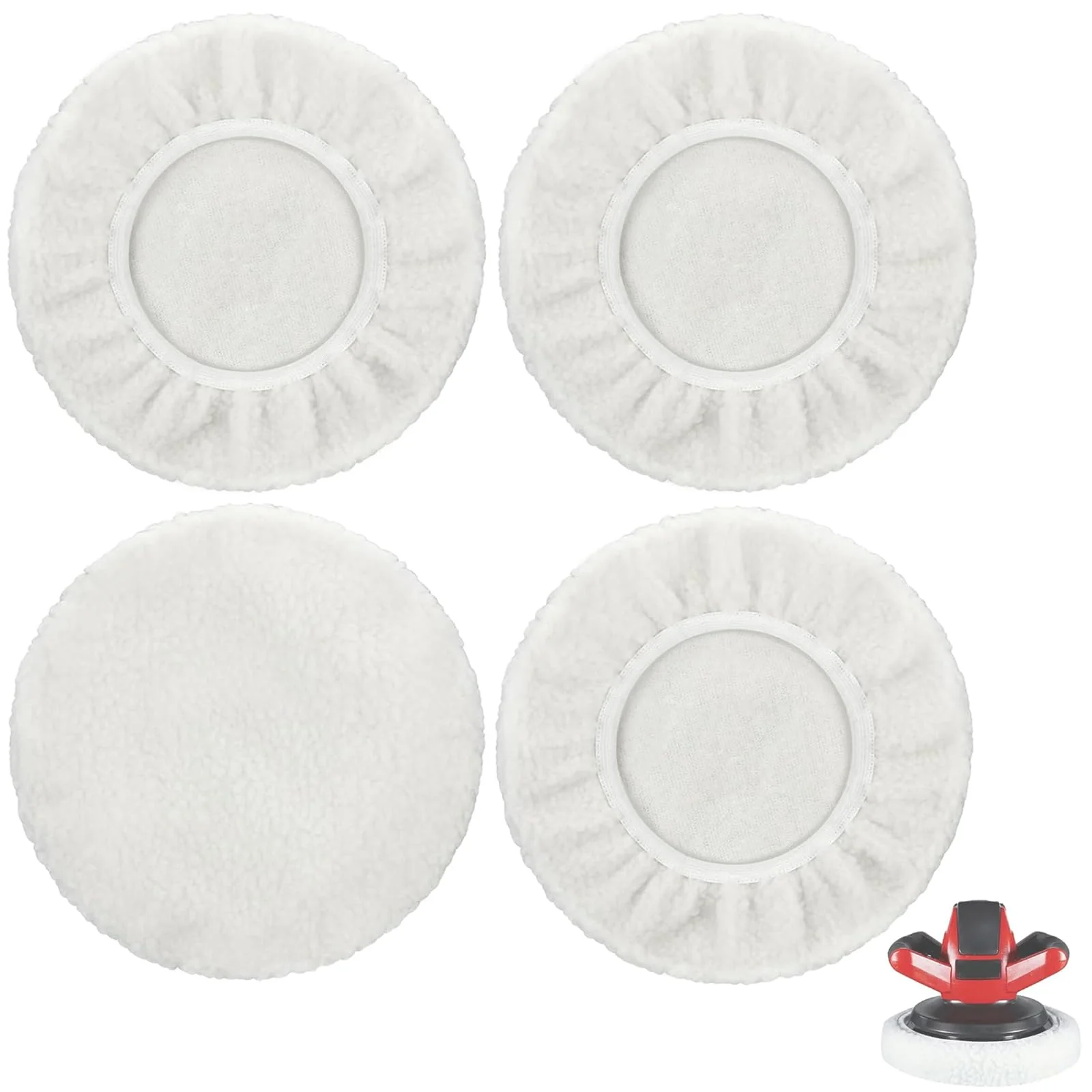 Polishing Machine, Polishing Attachment Cordless Screwdriver, 4 Pieces Polishing Hoods, 250 mm Polishing Pads, Lambswool Polishing Discs for 220 mm-250 mm Polishing Machines, for Car Paint Care, Wax