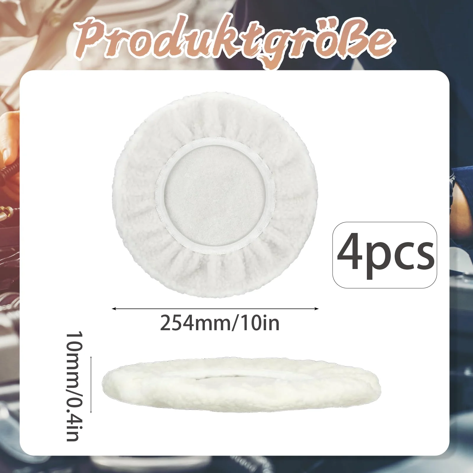 Polishing Machine, Polishing Attachment Cordless Screwdriver, 4 Pieces Polishing Hoods, 250 mm Polishing Pads, Lambswool Polishing Discs for 220 mm-250 mm Polishing Machines, for Car Paint Care, Wax - Image 2