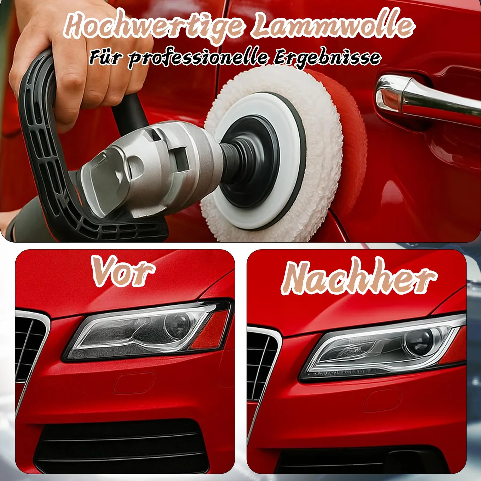 Polishing Machine, Polishing Attachment Cordless Screwdriver, 4 Pieces Polishing Hoods, 250 mm Polishing Pads, Lambswool Polishing Discs for 220 mm-250 mm Polishing Machines, for Car Paint Care, Wax - Image 5