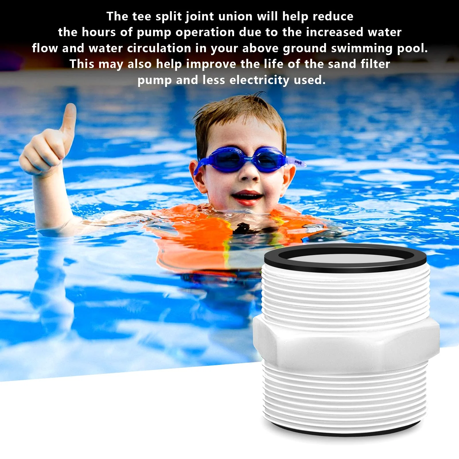 Pool Hose Adapter for Intex & Coleman Pool Split Hose Joint Connector, Swimming Pump 1.5 Inch Pools Drain Adapter Extender with 4 Ring Gaskets for Above Ground Pools Pump Hose Connector - 2 Pack - Image 5