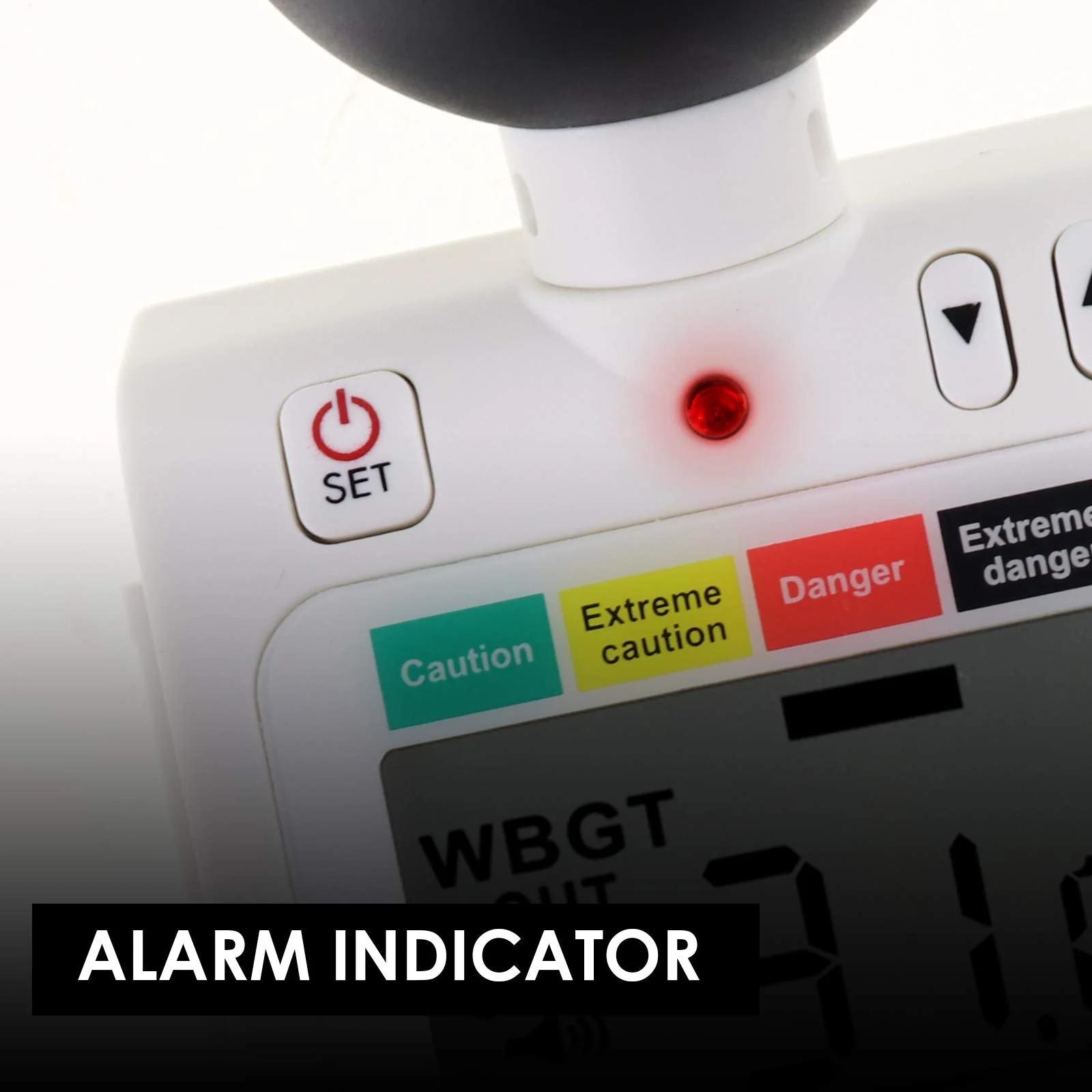 Portable 2 in 1 WBGT + HI Heat Index Checker Wet Ball Globe Temperature Heat Stress Meter Air Temperature Humidity Tester with Acoustic Alarm to Display Dangerous Levels Portable WBGT + HI-Checker - Image 5