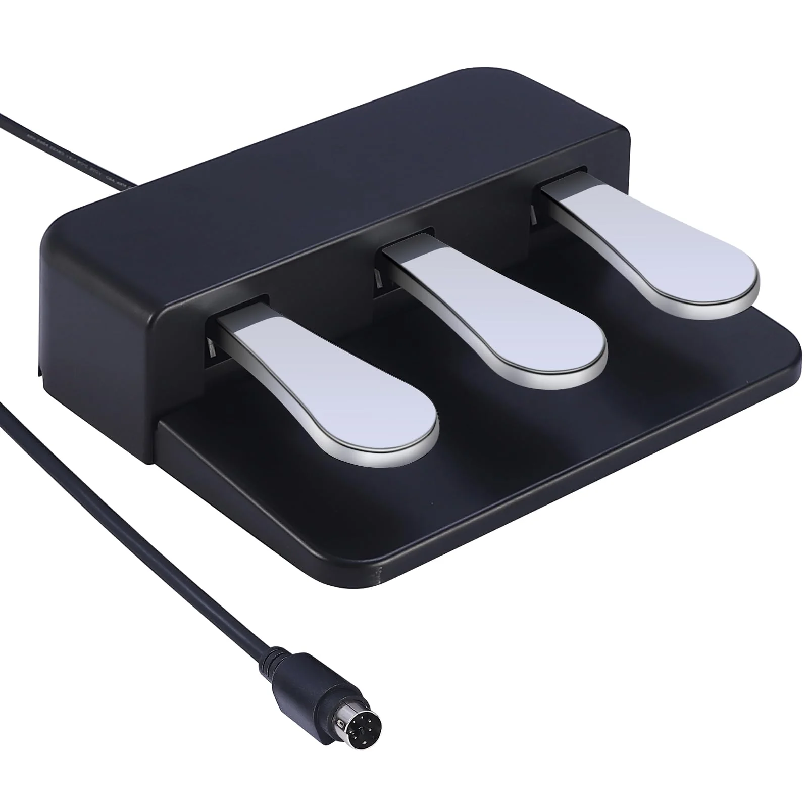 Portable 3-Pedal Board unit for Electric pianos keyboards, Soft & Sostenuto & Sustain pedal 3-Pedal Compatible With Yamaha P125 P121 P515 DGX670 Digital pianos keyboards (Black + Silver) Black + Silver