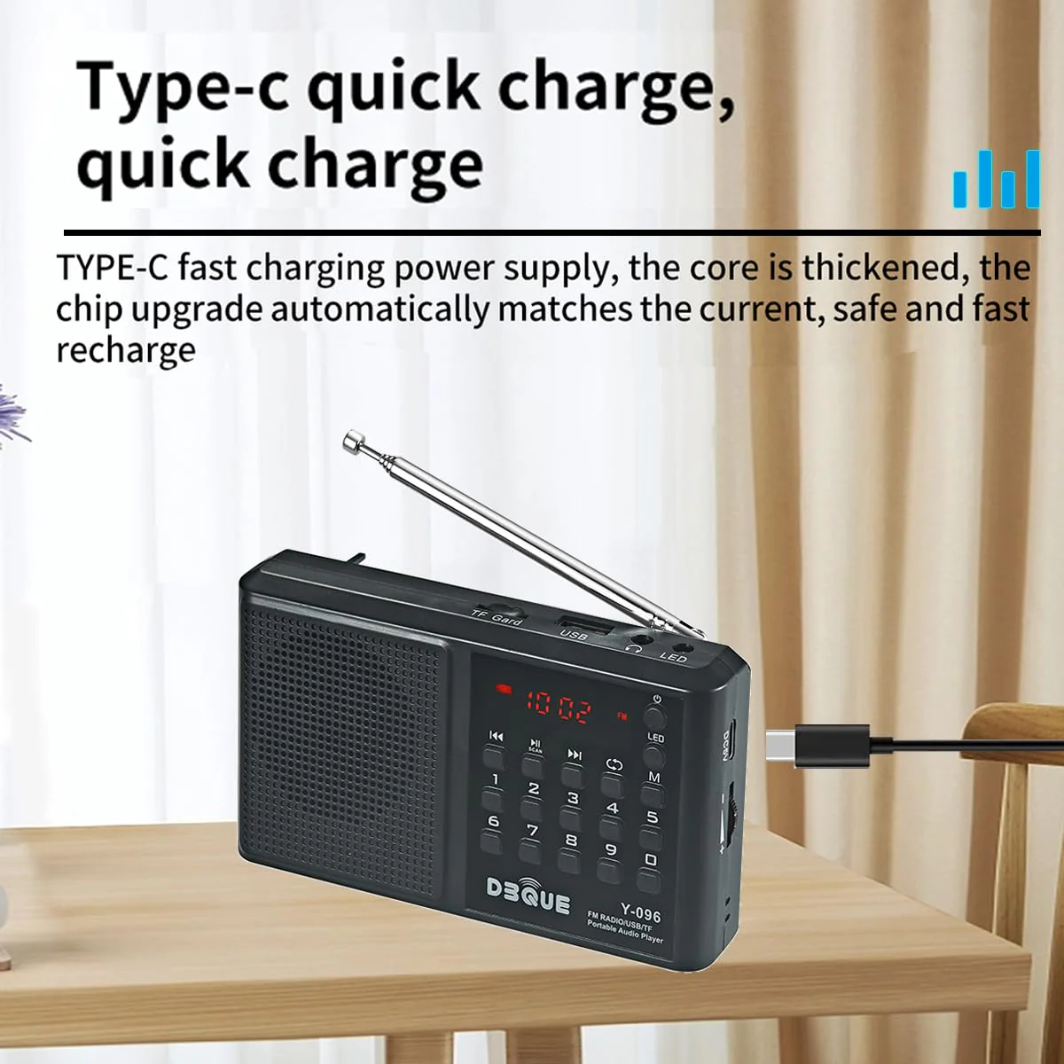 Portable AM FM Radio with Bluetooth Speaker;USB/TF Card MP3 Playback 3.5mm Jack,Auto Scan Save,Loudspeaker for Emergency(Battery-Powered) CampingTravel Home Use Rechargeable Transistor Radio (Black) Black - Image 4