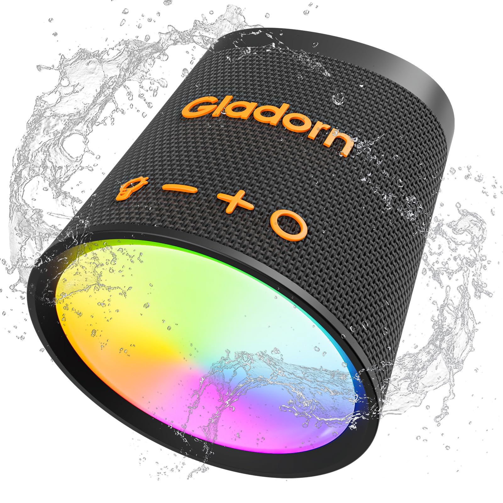 Portable Bluetooth Speaker Wireless with 9 Color Lights, 20H Playtime, Stereo Pairing, Deep Bass, IPX6 Waterproof, Bluetooth 5.3, Small Speaker for Home, Party, Outdoor, Camping, Beach, Gift Black