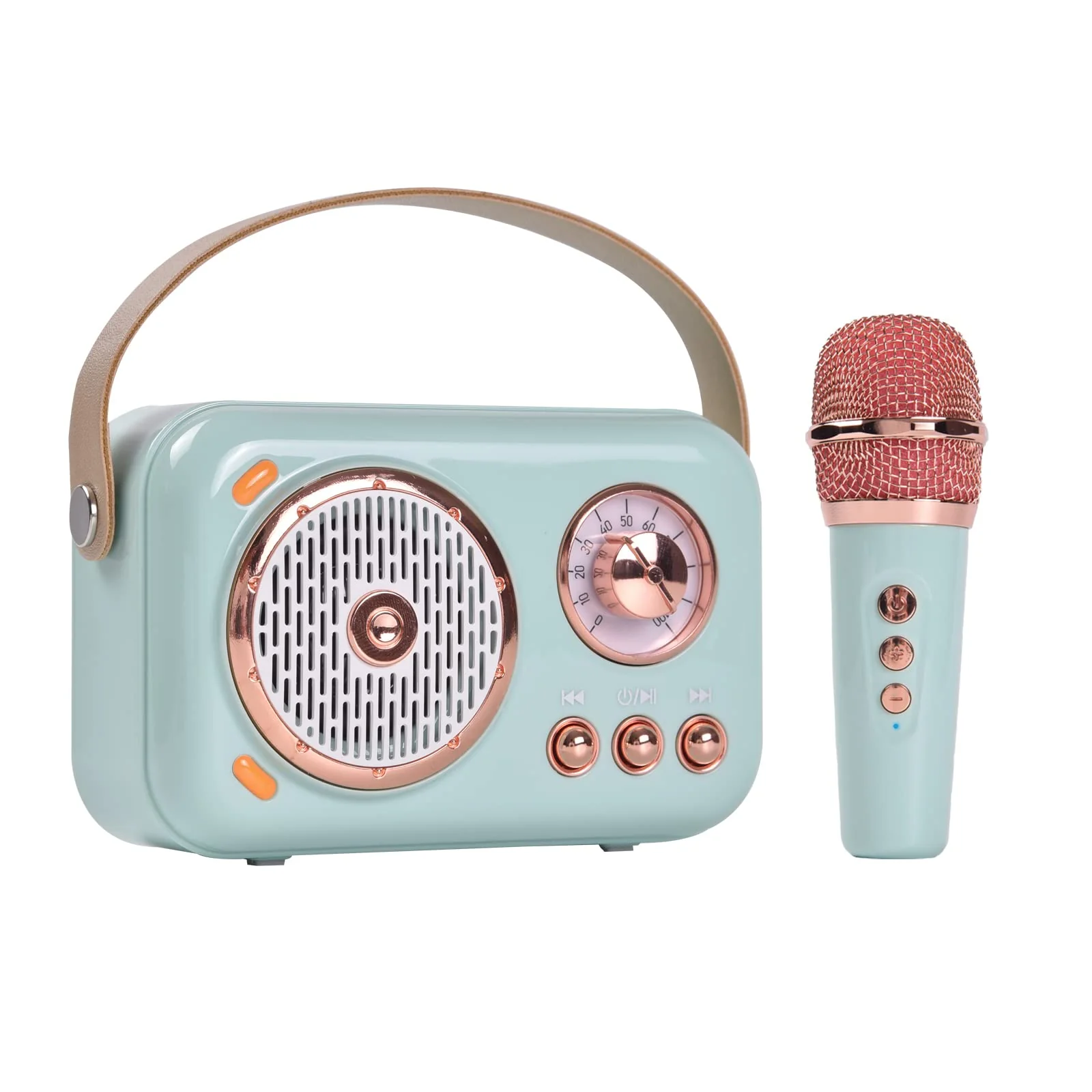 Portable Bluetooth Speaker with Microphone Set,Retro Bluetooth Speaker with Home Karaoke Machine,Portable Handheld Karaoke Mics Speaker Machine for Kids and Adults Home Party Birthday (Pink) (Green) green