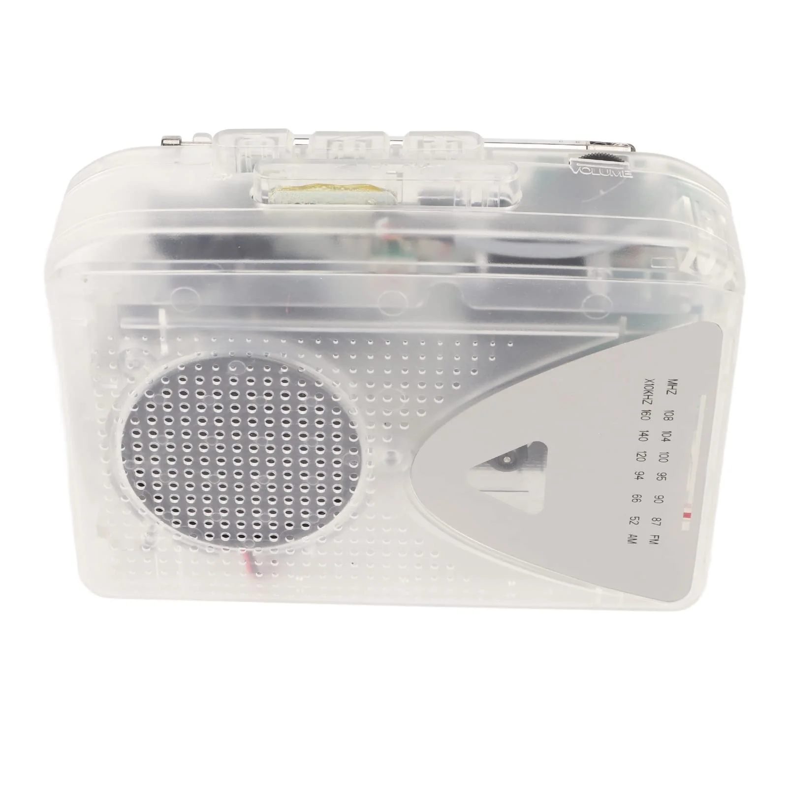 Portable Cassette Player, FM AM Radio Stereo Cassette MP3 Tape Player with 3.5mm Jack and Speaker Support Battery Power and USB Power for Daily (Transparent) Transparent
