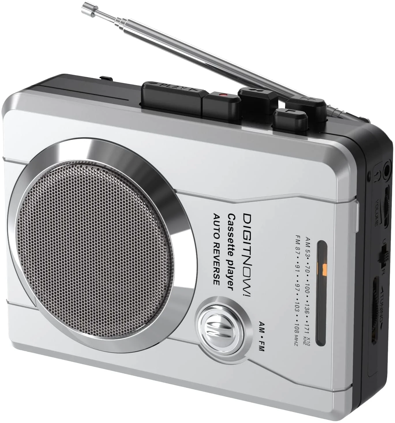 Portable Cassette Tape Player Recorder, Retro AM FM Radio, Compact Cassette Audio Recorder with 3.5MM AUX Jack, Built-in Loud Speaker & Microphone, Auto Reverse, Removable Belt Clip